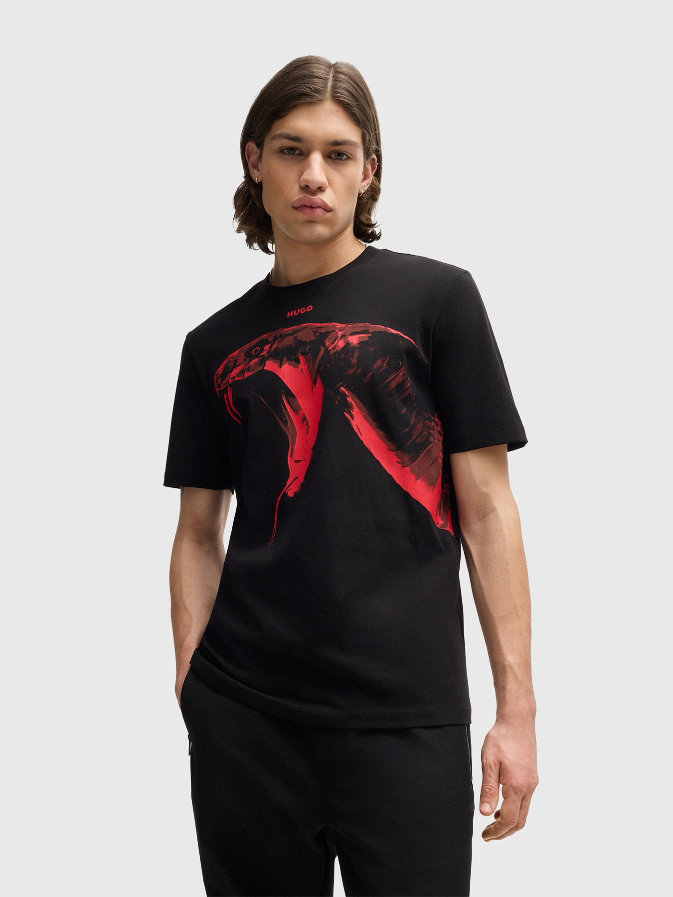 HUGO Tシャツ Drando TEE ＊関税 送料込＊ Tシャツ HUGO Men's Dariano Printed T-Shirt - Black | Coggles