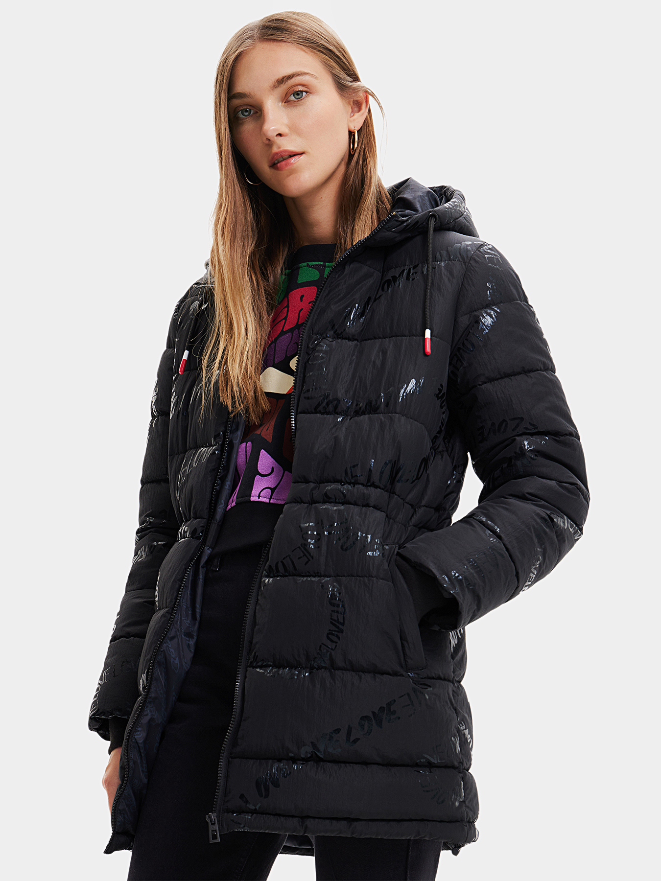 AARHUS padded jacket with accent lettering brand DESIGUAL