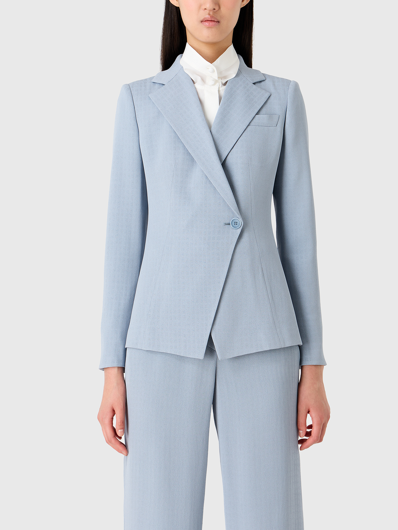Jacket in blue with notched lapel brand EMPORIO ARMANI