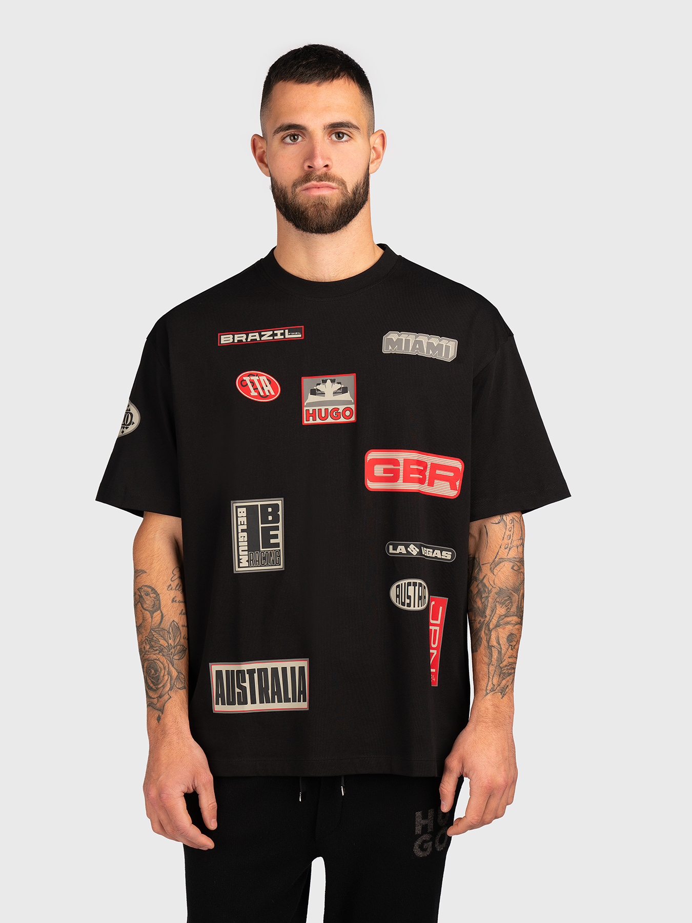 【関税送料込】 Hugo MIAMI ロゴ プリント Tシャツ HUGO BOSS コットンジャージー Tシャツ ロゴプリント | WHIZ