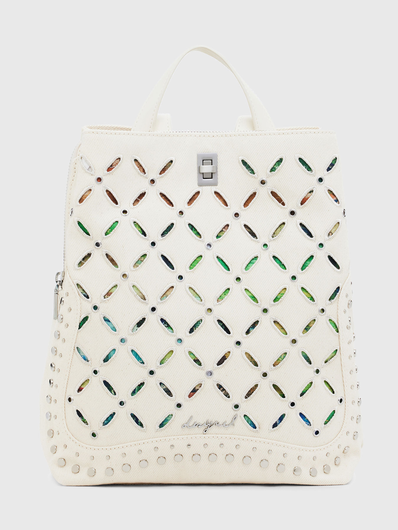 White backpack with perforations brand DESIGUAL — Globalbrandsstore.com/en