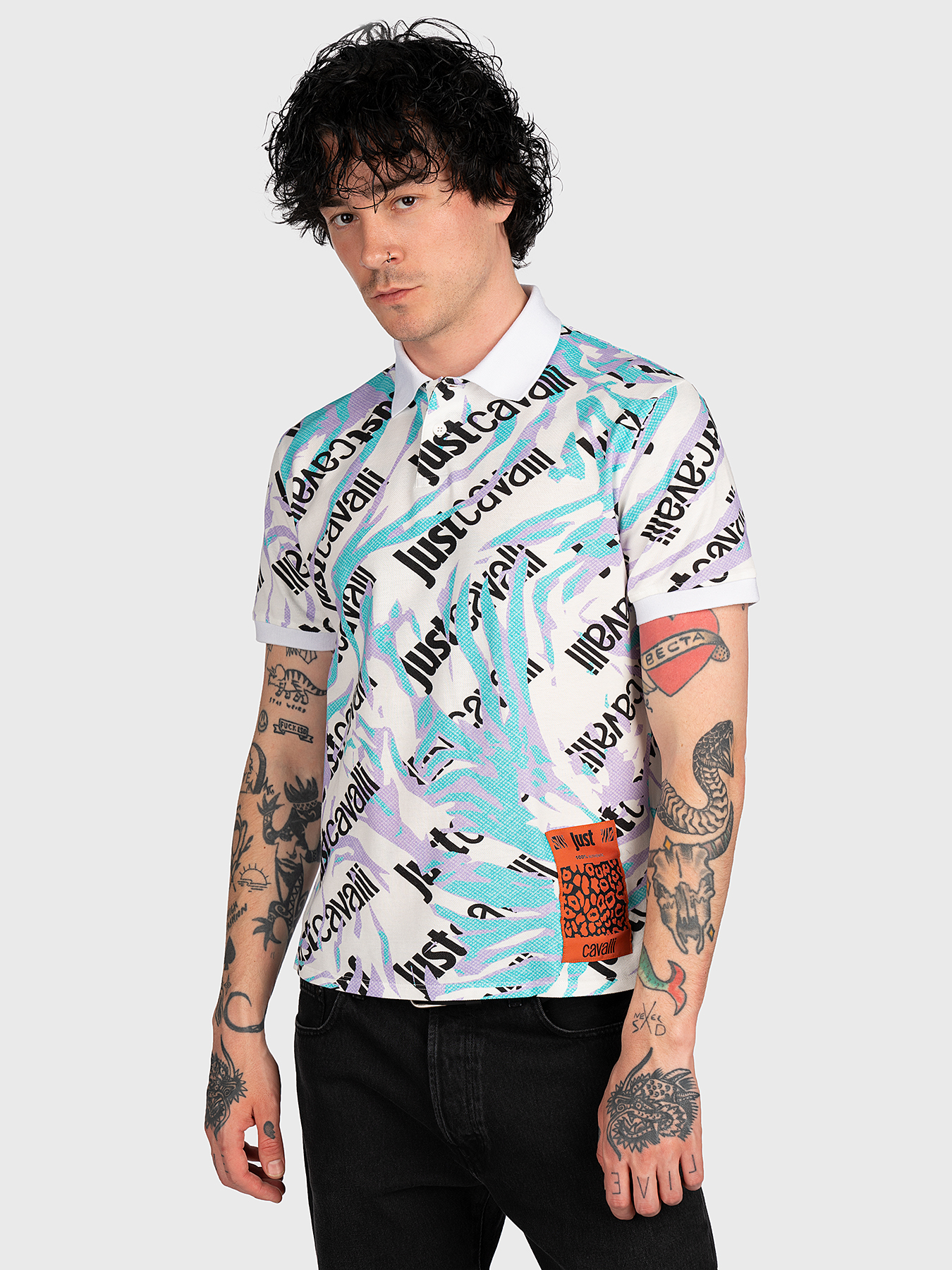 Polo-shirt with logo print brand Just Cavalli