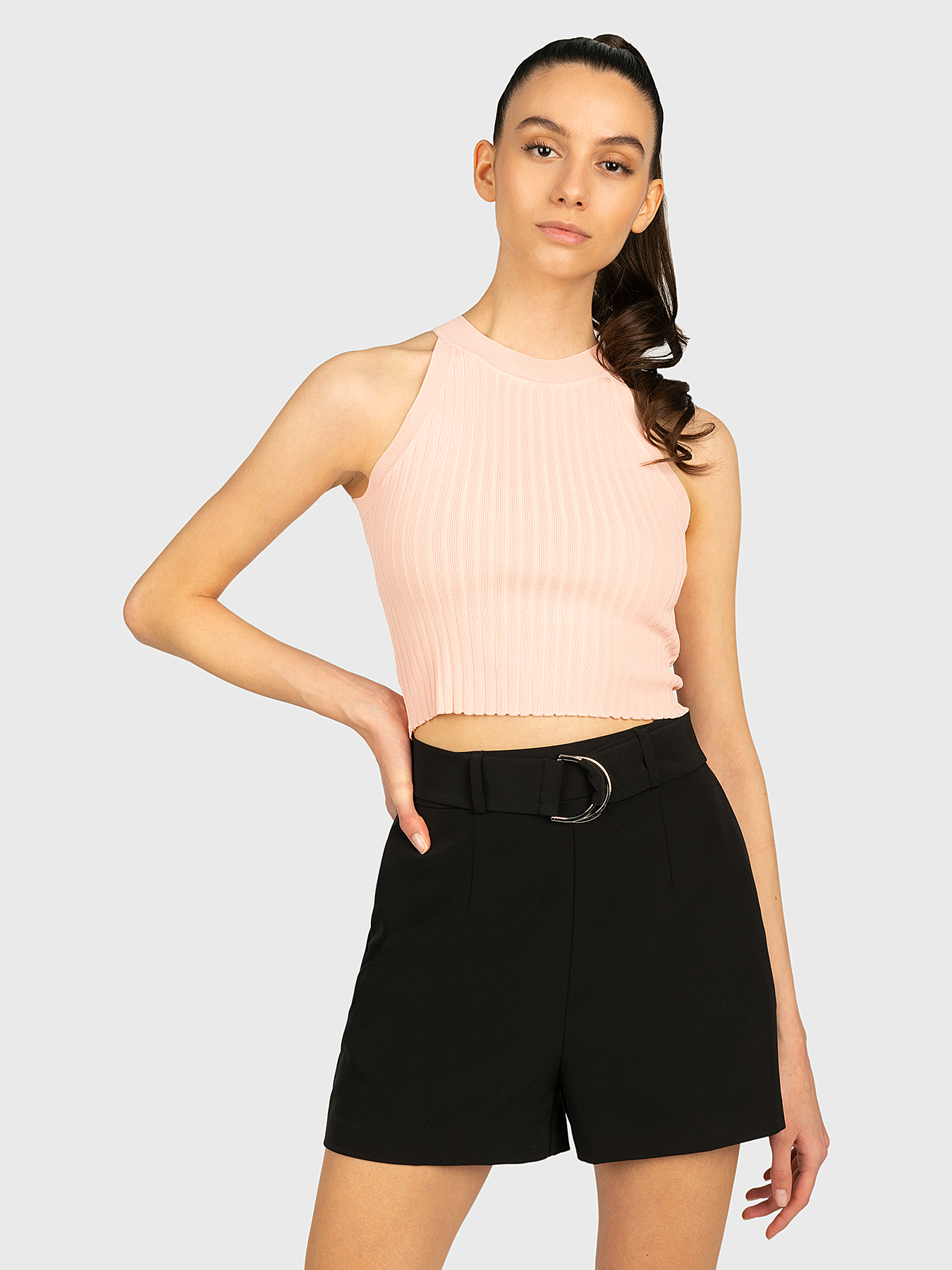 CAREN Cropped top in black color brand GUESS