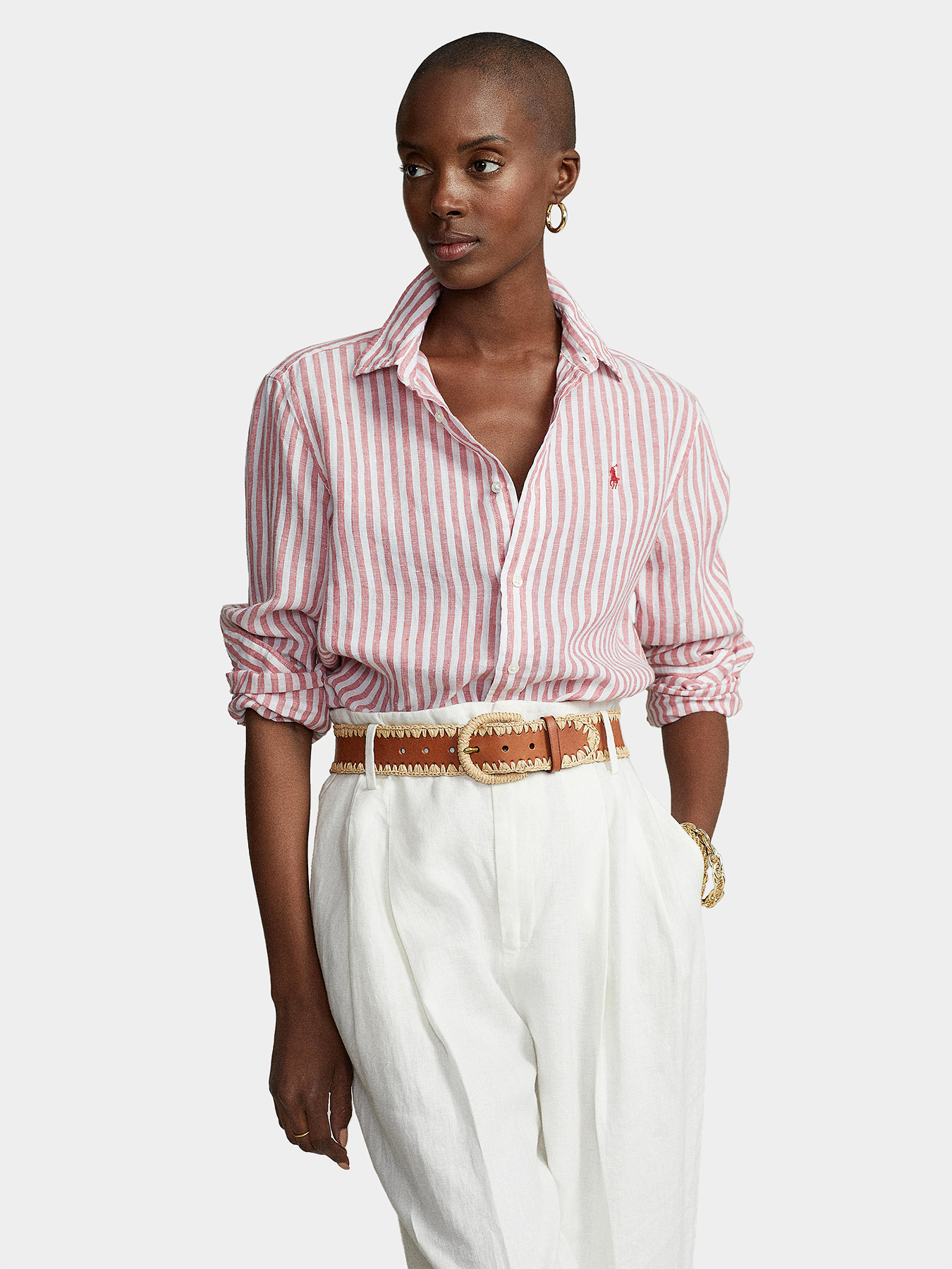 Linen shirt with striped print brand POLO RALPH LAUREN