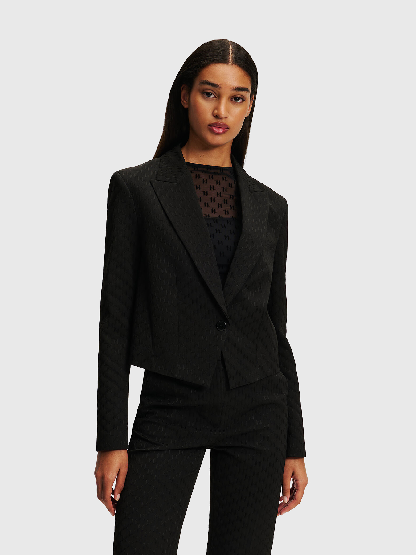 Monogram cropped blazer brand Karl Lagerfeld — Globalbrandsstore 
