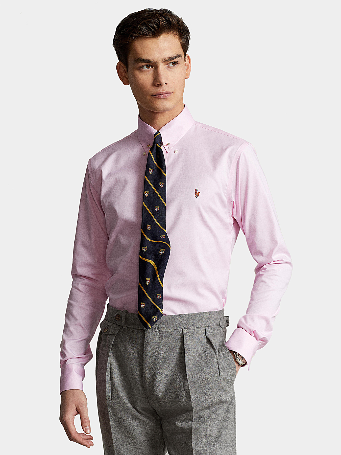 スウェット・トレーナー RALPH LAUREN Logo Embroidered Cotton Striped Shirt Pink Polo Ralph Lauren embroidered-logo Striped Shirt | Pink