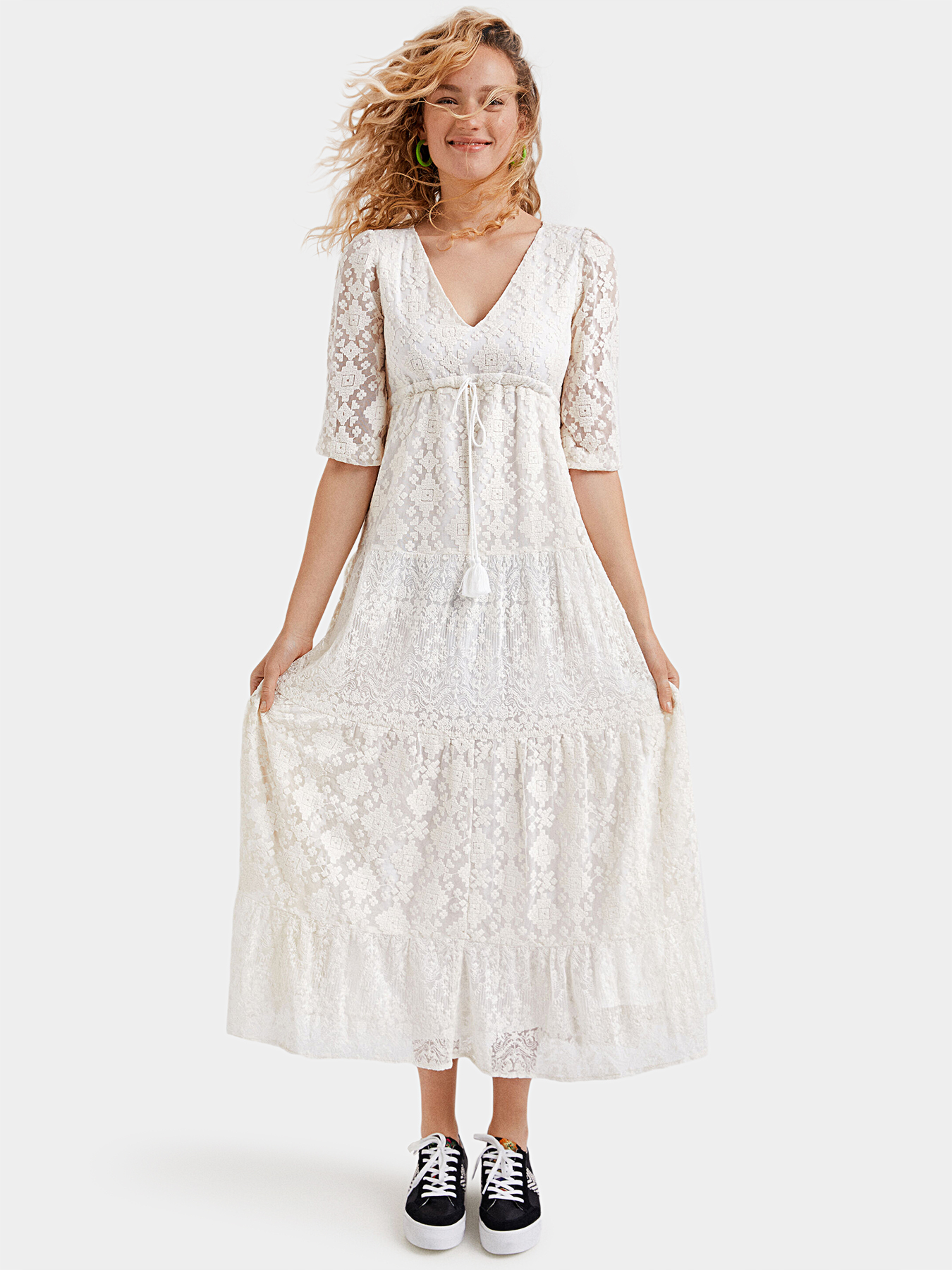 Maxi dress with embroidery brand DESIGUAL —