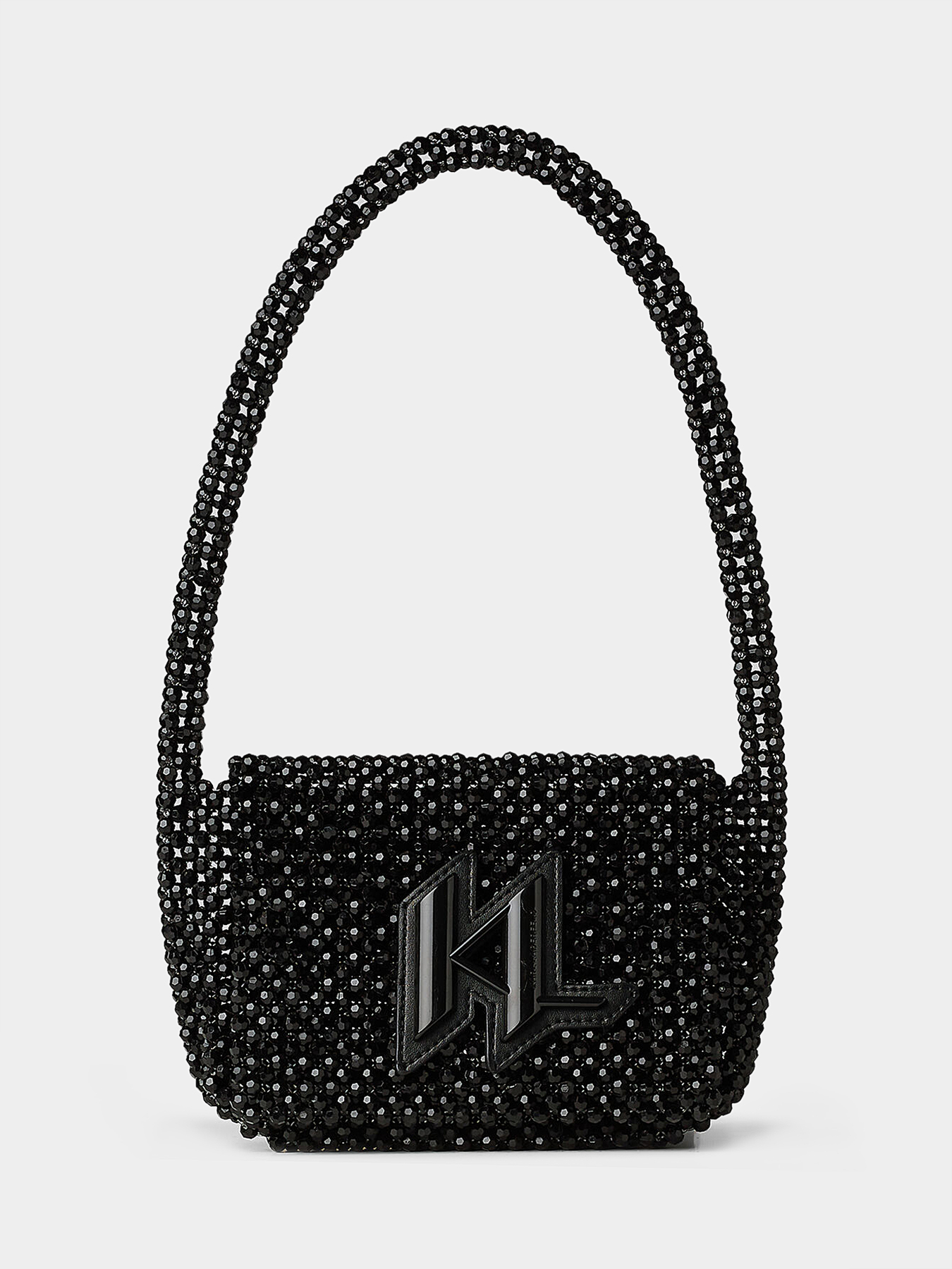K/EVENING black bag with beads and logo accent brand Karl