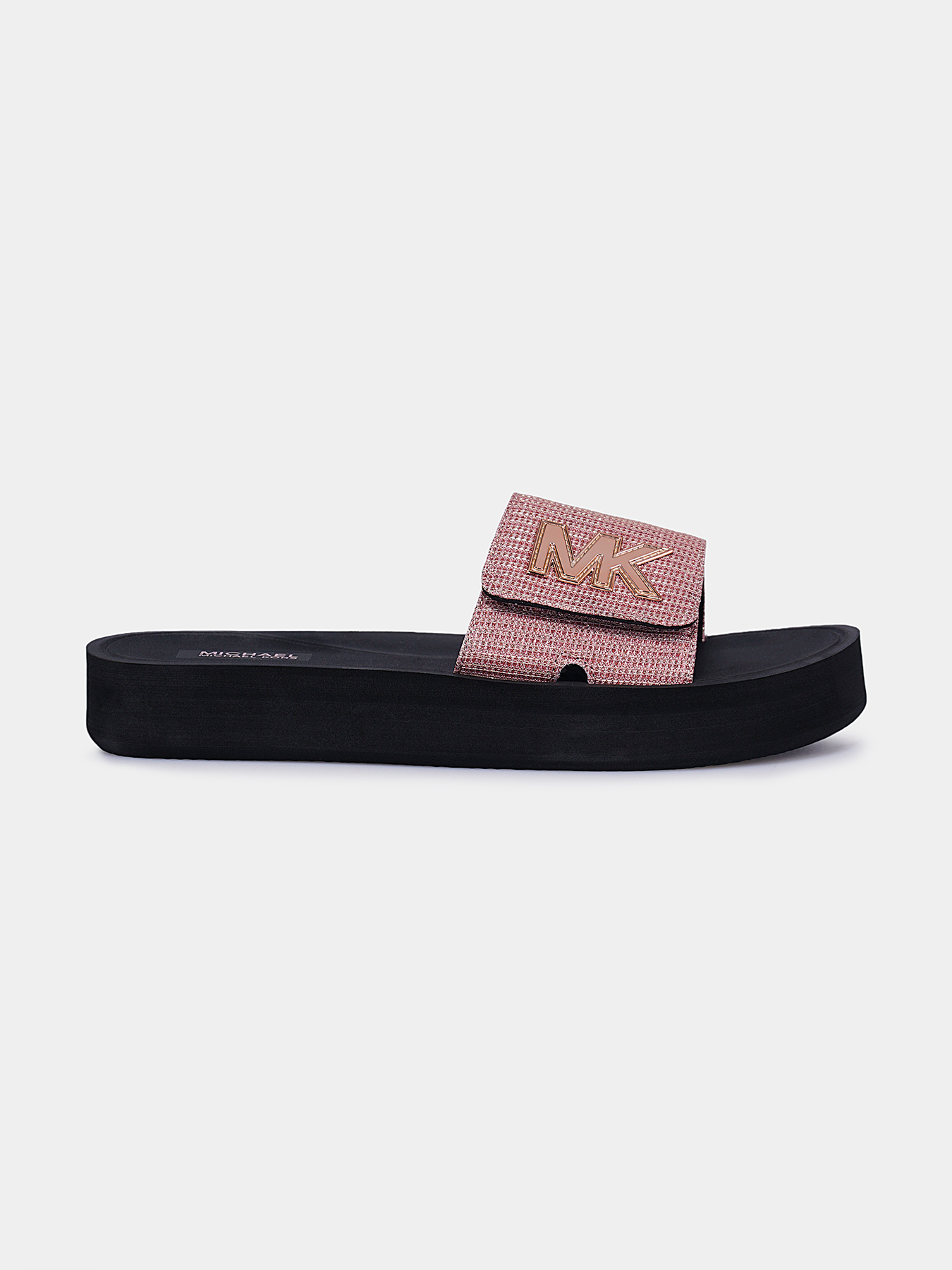 Black platform slide with sparkling details brand MICHAEL KORS —  Globalbrandsstore.com/en