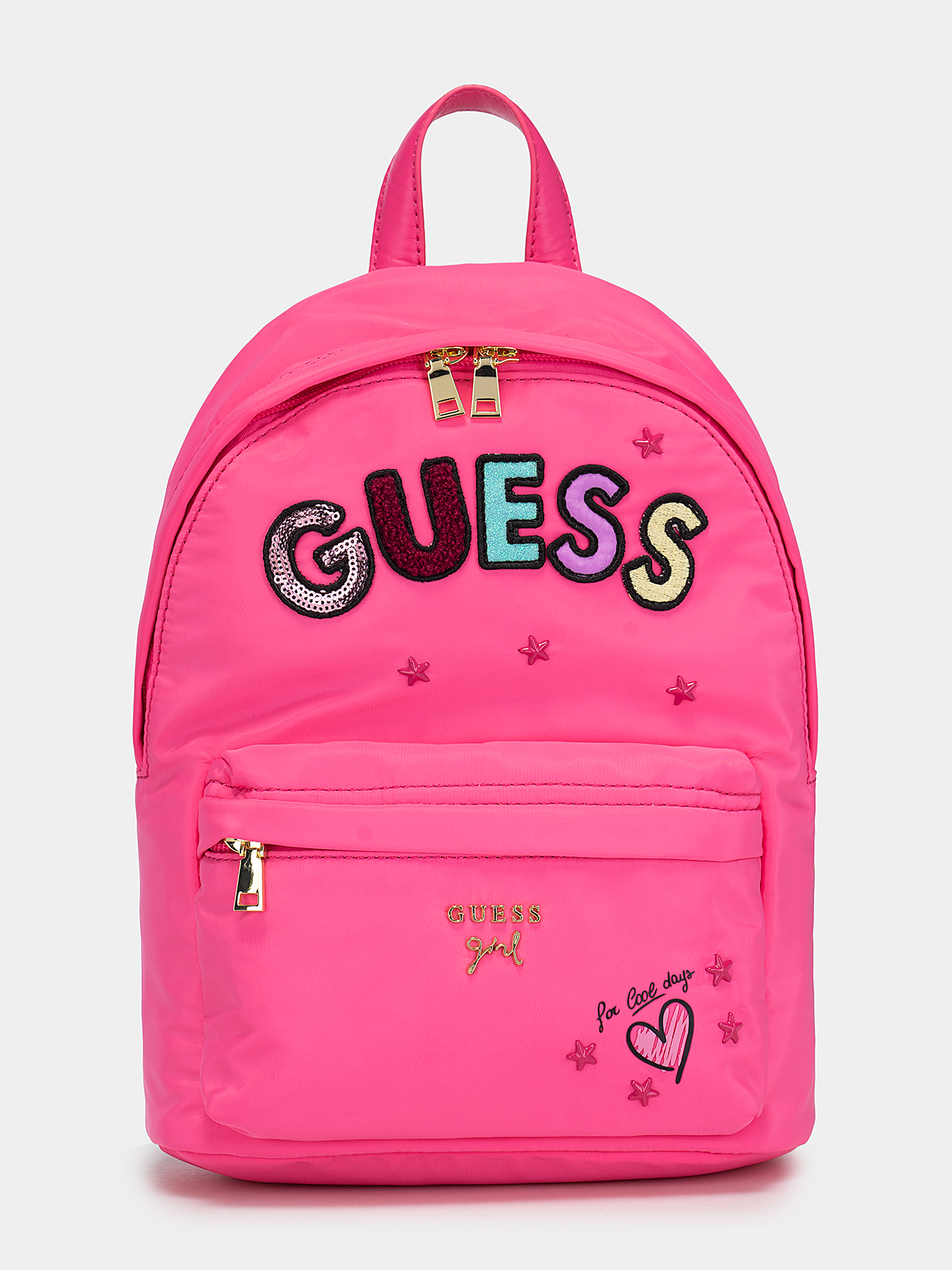 ZOEY pink backpack with appliqué details brand GUESS