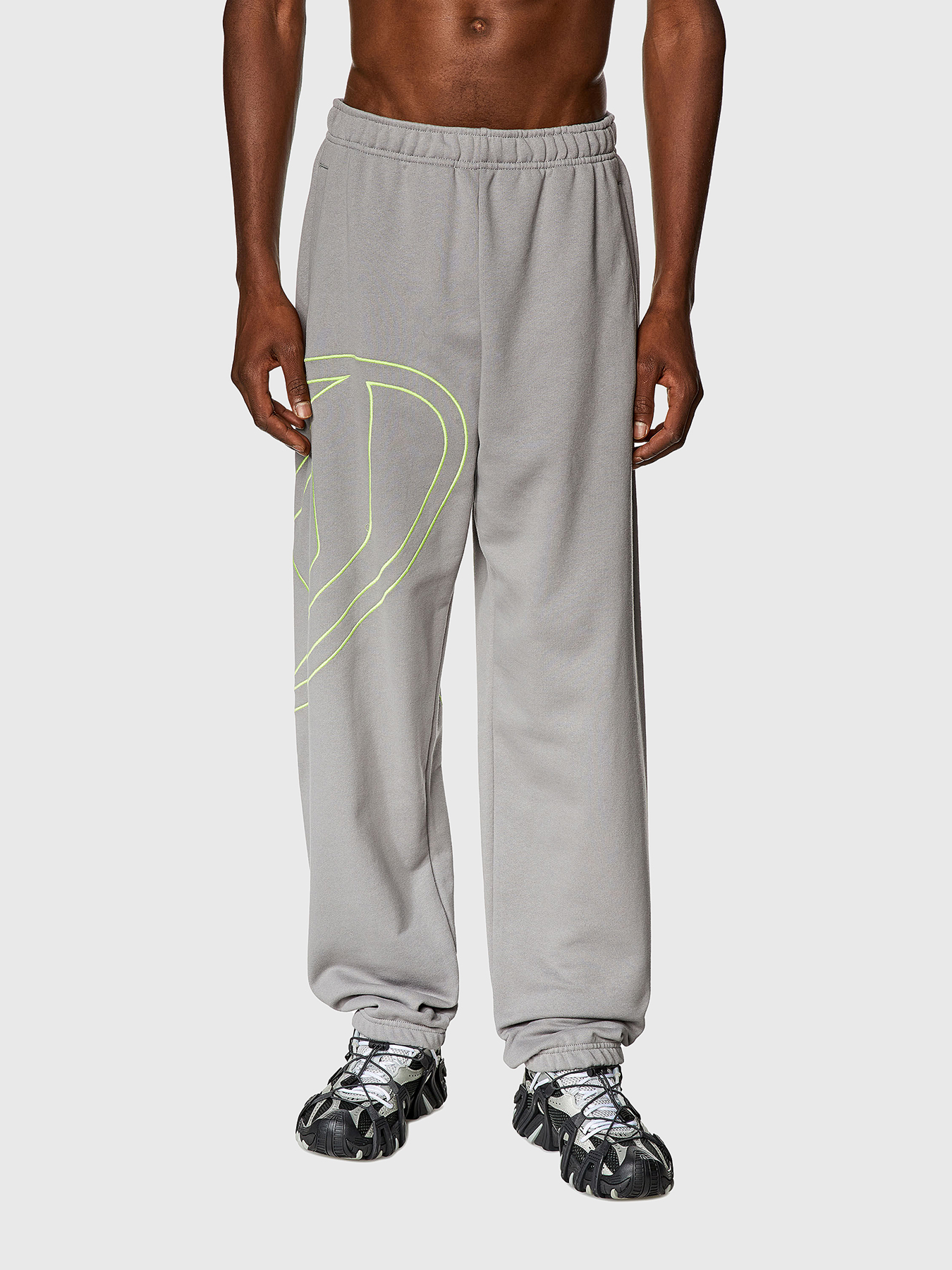 Logo-embroidered sweatpants in black brand DIESEL
