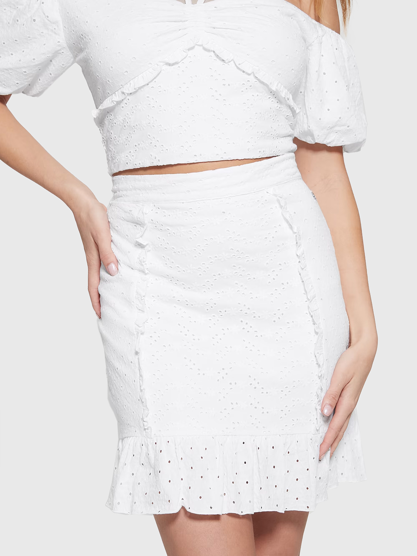 AINI mini skirt with embroidery brand GUESS