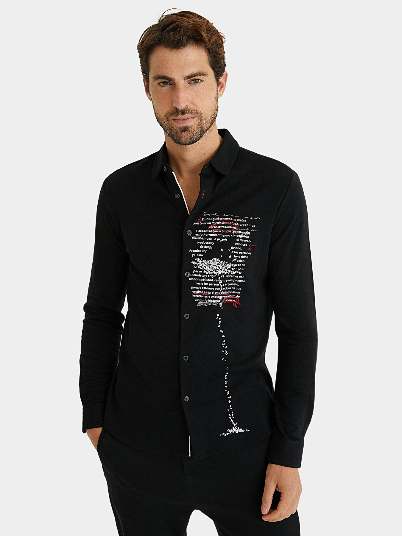 AARON Cotton shirt with contrasting inscriptions brand DESIGUAL