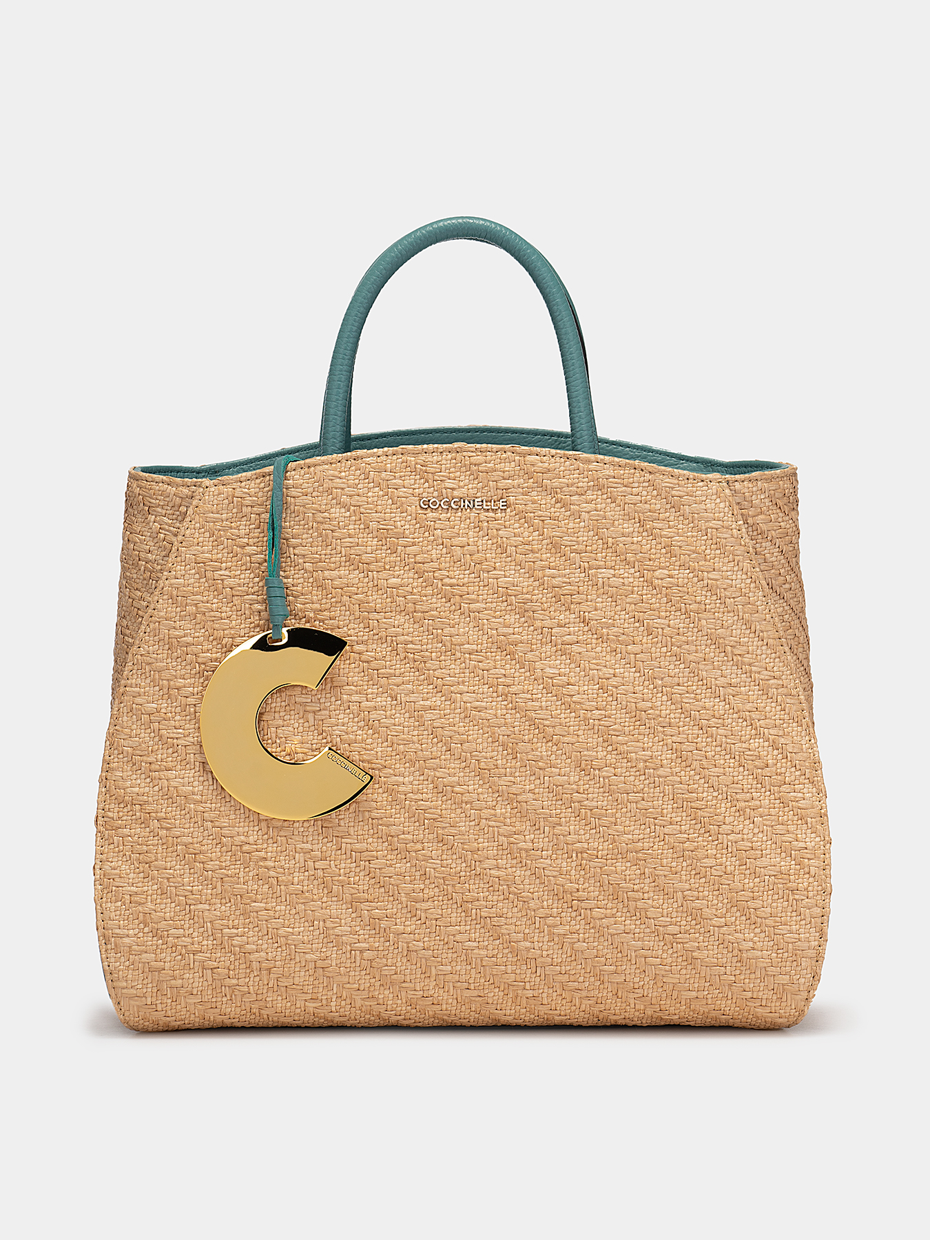 Mixed leather and raffia bag brand COCCINELLE