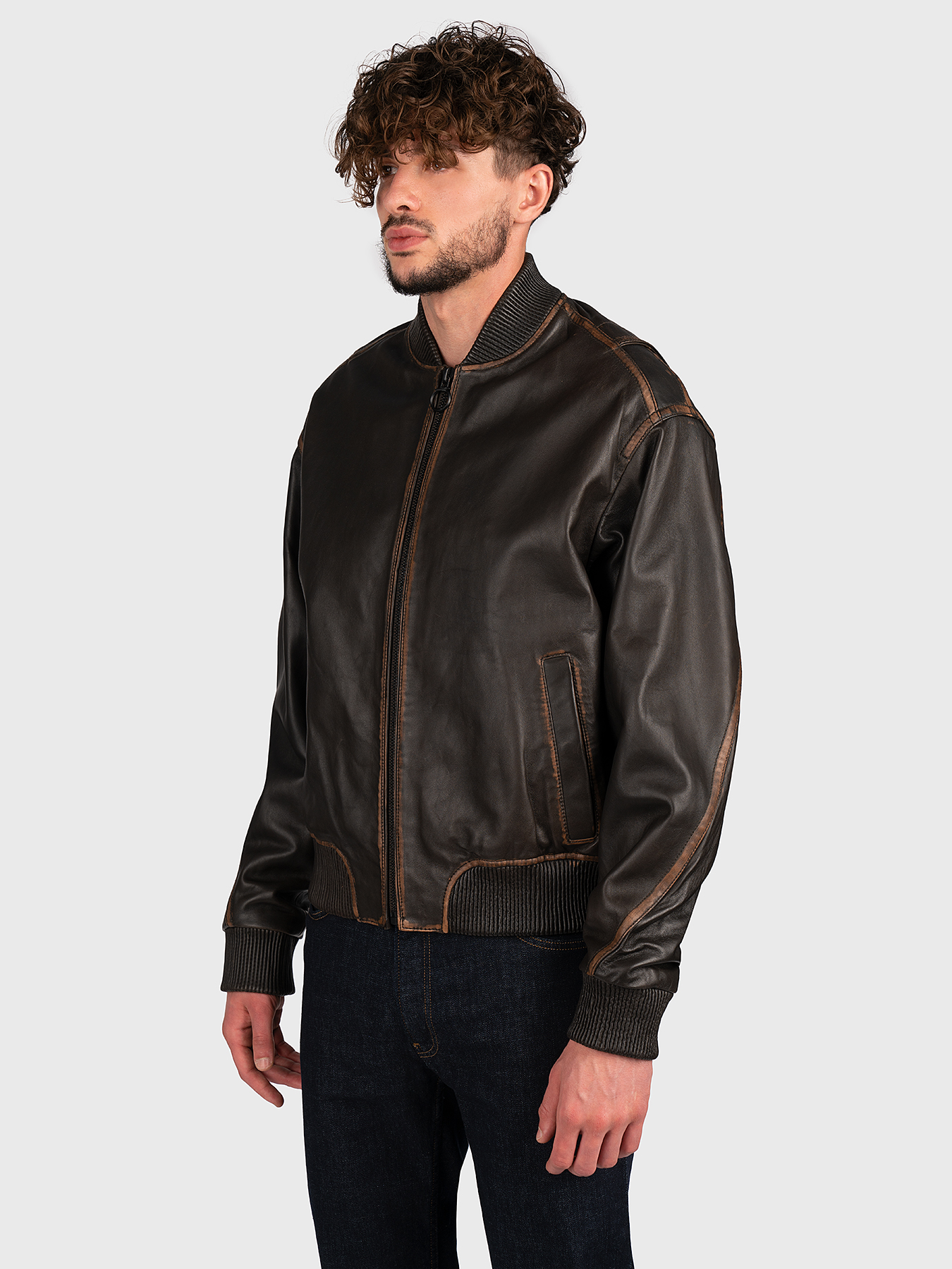 Leather bomber jacket brand TRUSSARDI — Globalbrandsstore.com/en