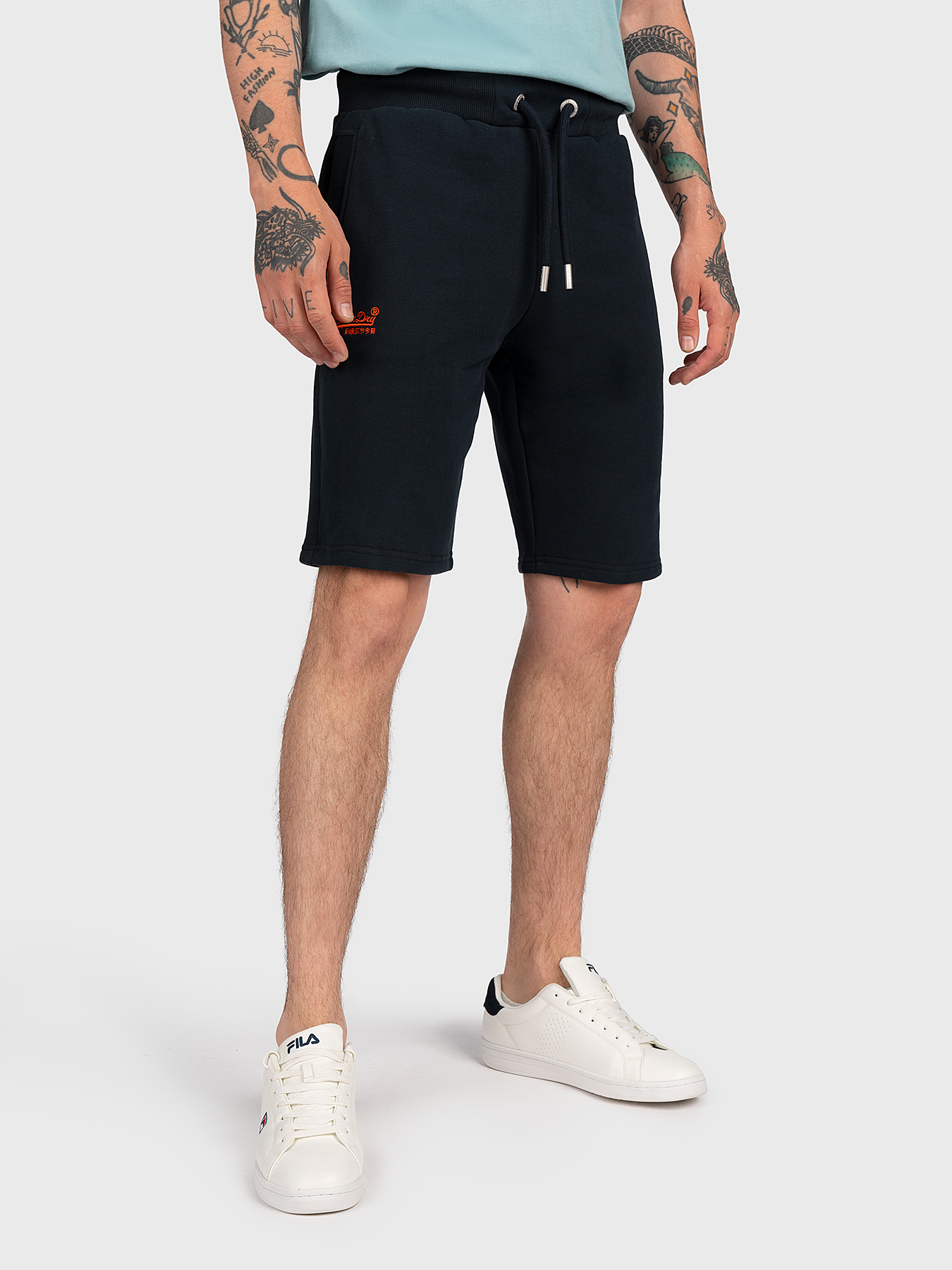 Mousse Navy Blue Brand Print Shorts main image 0