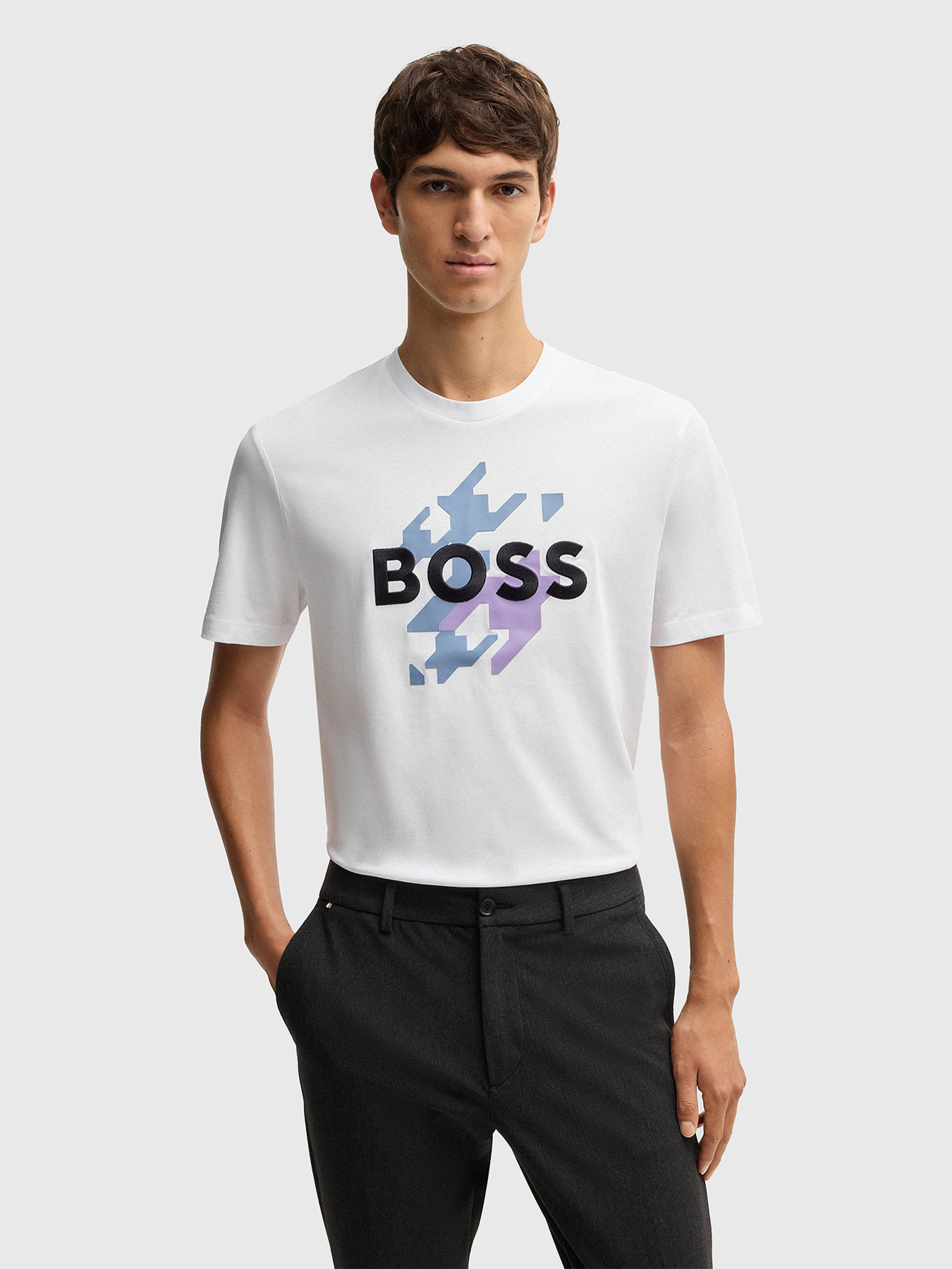 C-THOMPSON T-shirt with contrast logo brand BOSS
