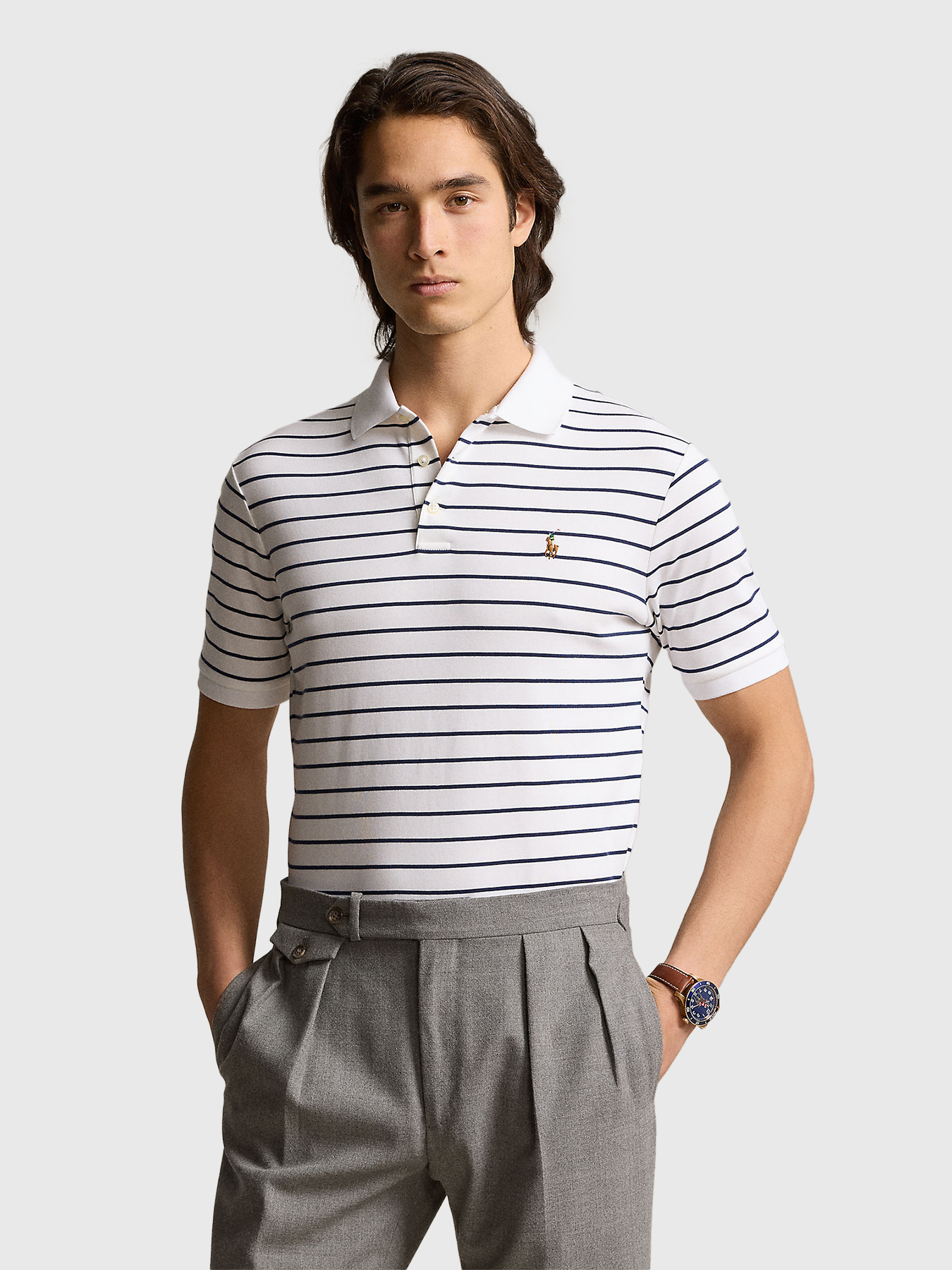Striped polo shirt with logo embroidery brand POLO RALPH