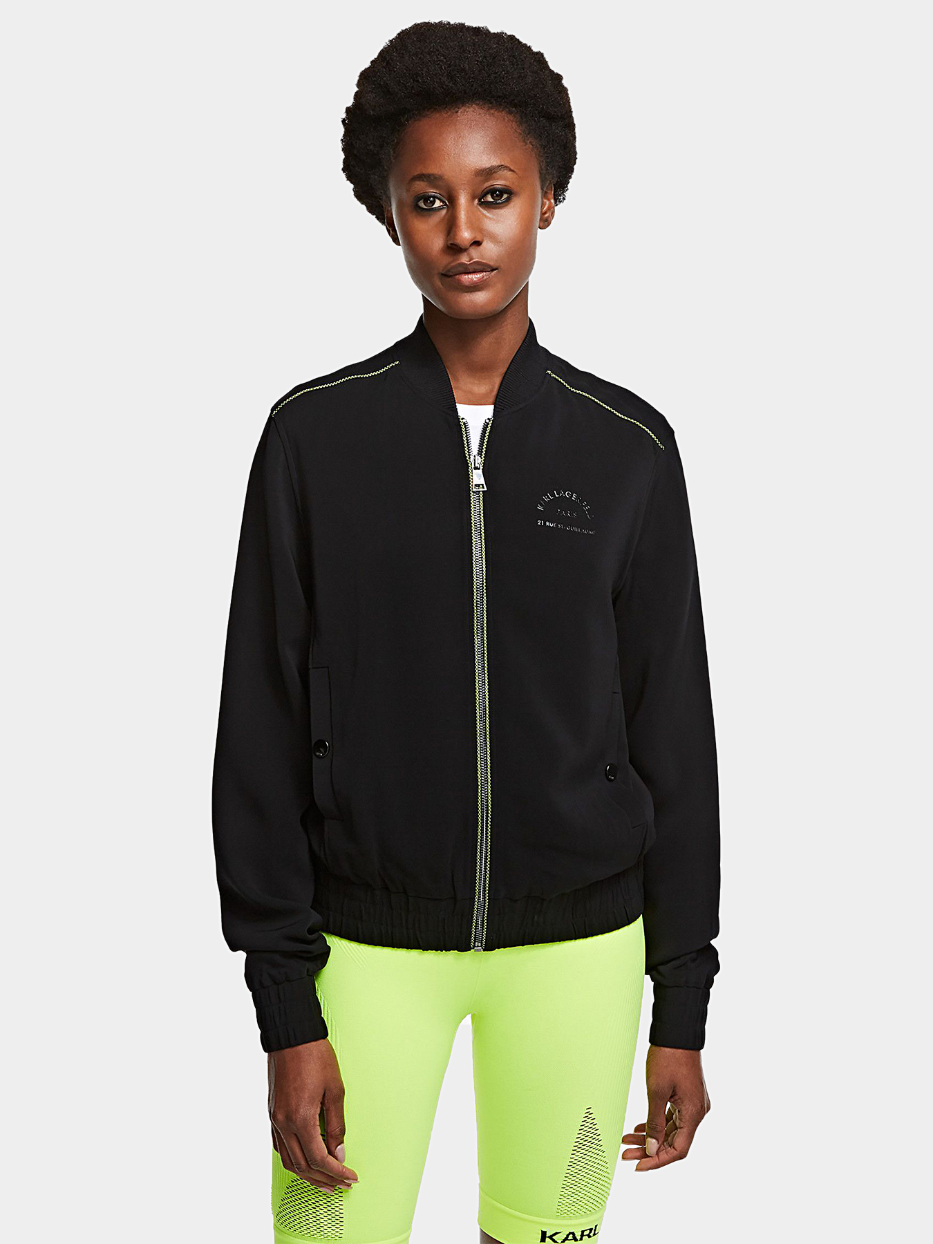 Black bomber jacket with logo stripe brand Karl Lagerfeld