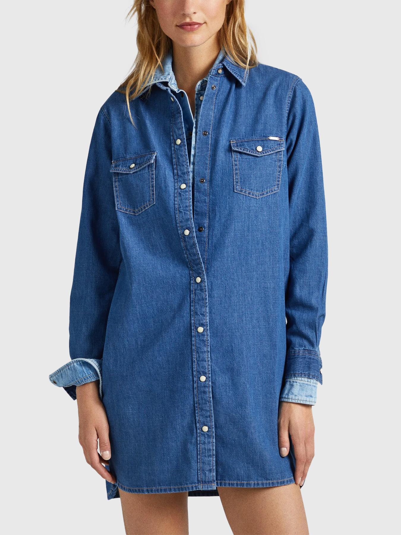 acler valleybrook denim mini dress in Blue Color:METEORITE BLACK go style that delivers billieblush christmas dress Kodi Medium Wash Floral