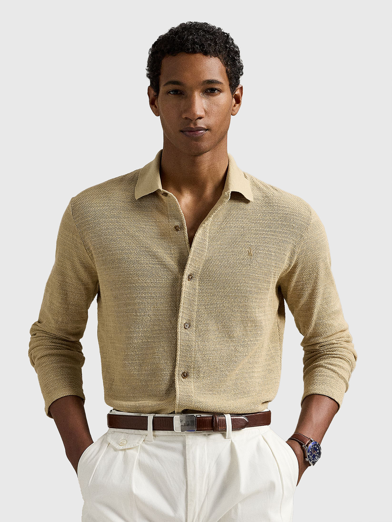 Textured cotton and linen shirt brand POLO RALPH LAUREN