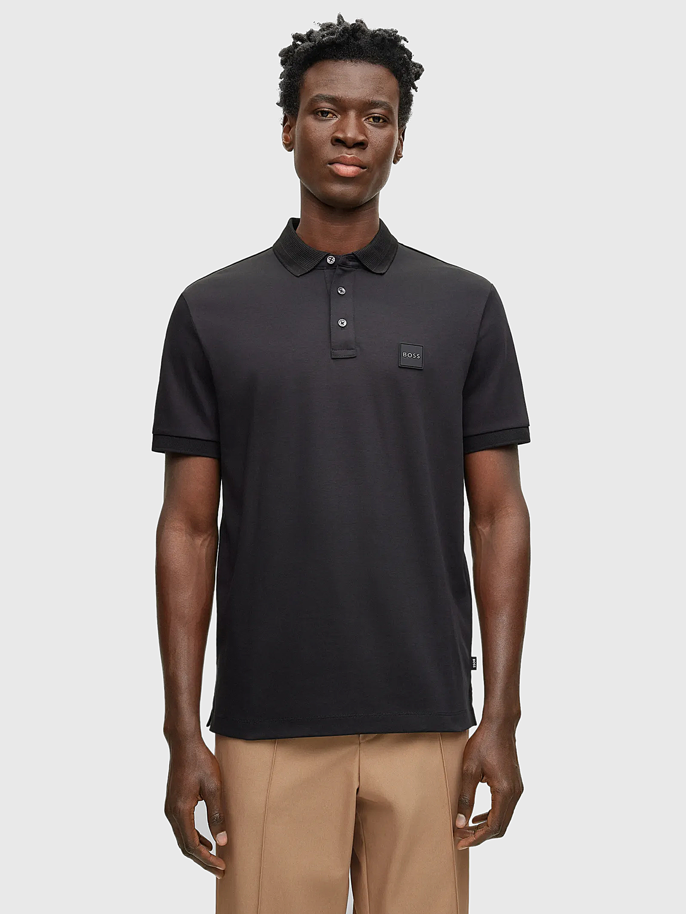 Black polo-shirt with logo detail brand BOSS — Globalbrandsstore.com/en