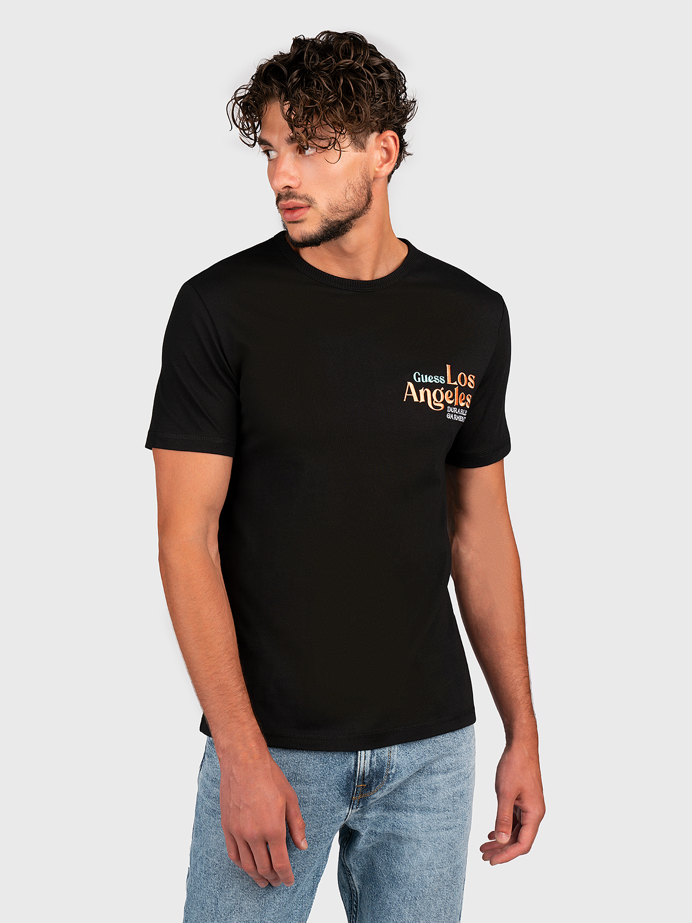 LOS ANGELES cotton T-shirt with embroidery brand GUESS 