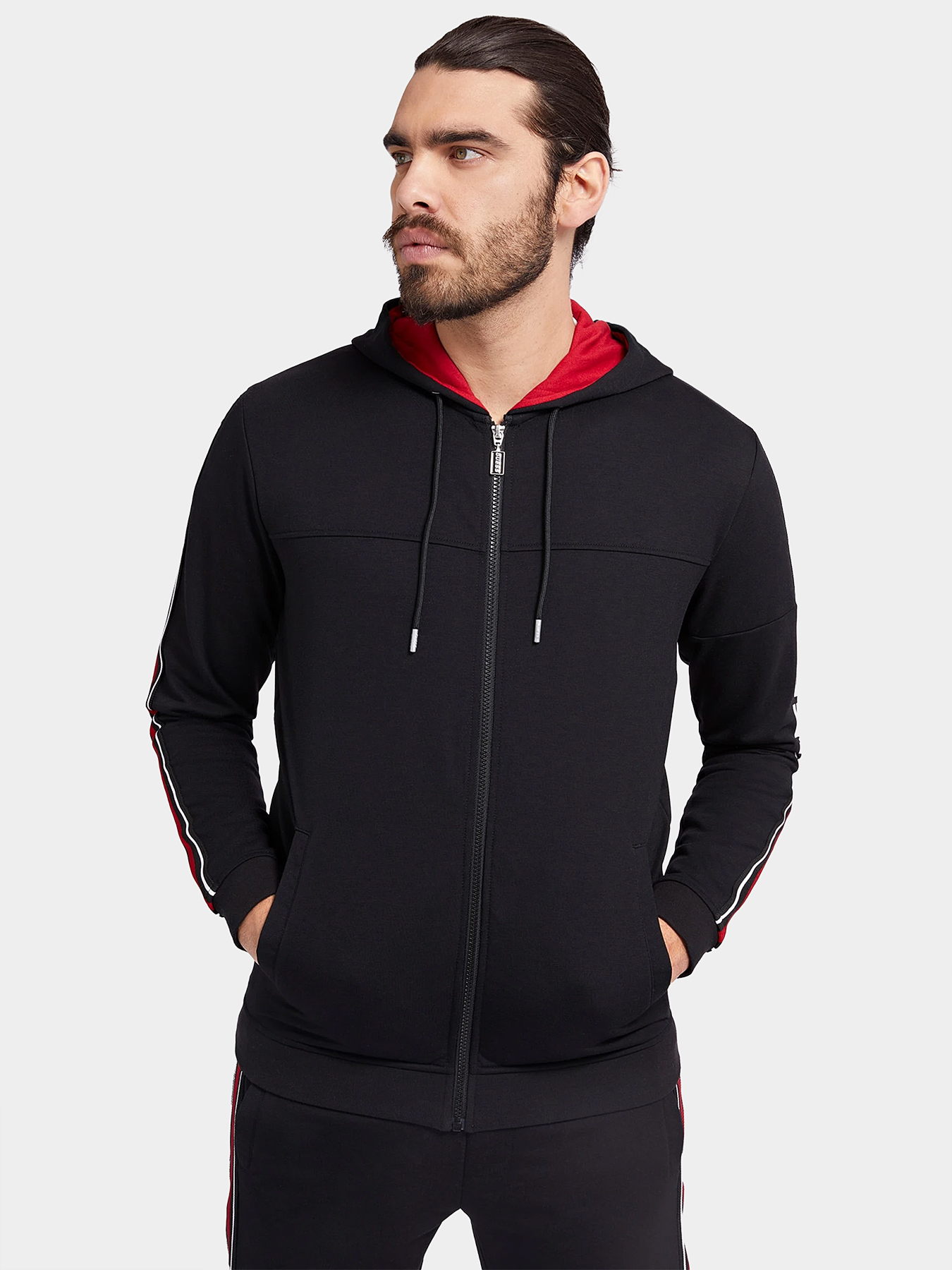 JERROD sports sweatshirt with zip and hood brand GUESS