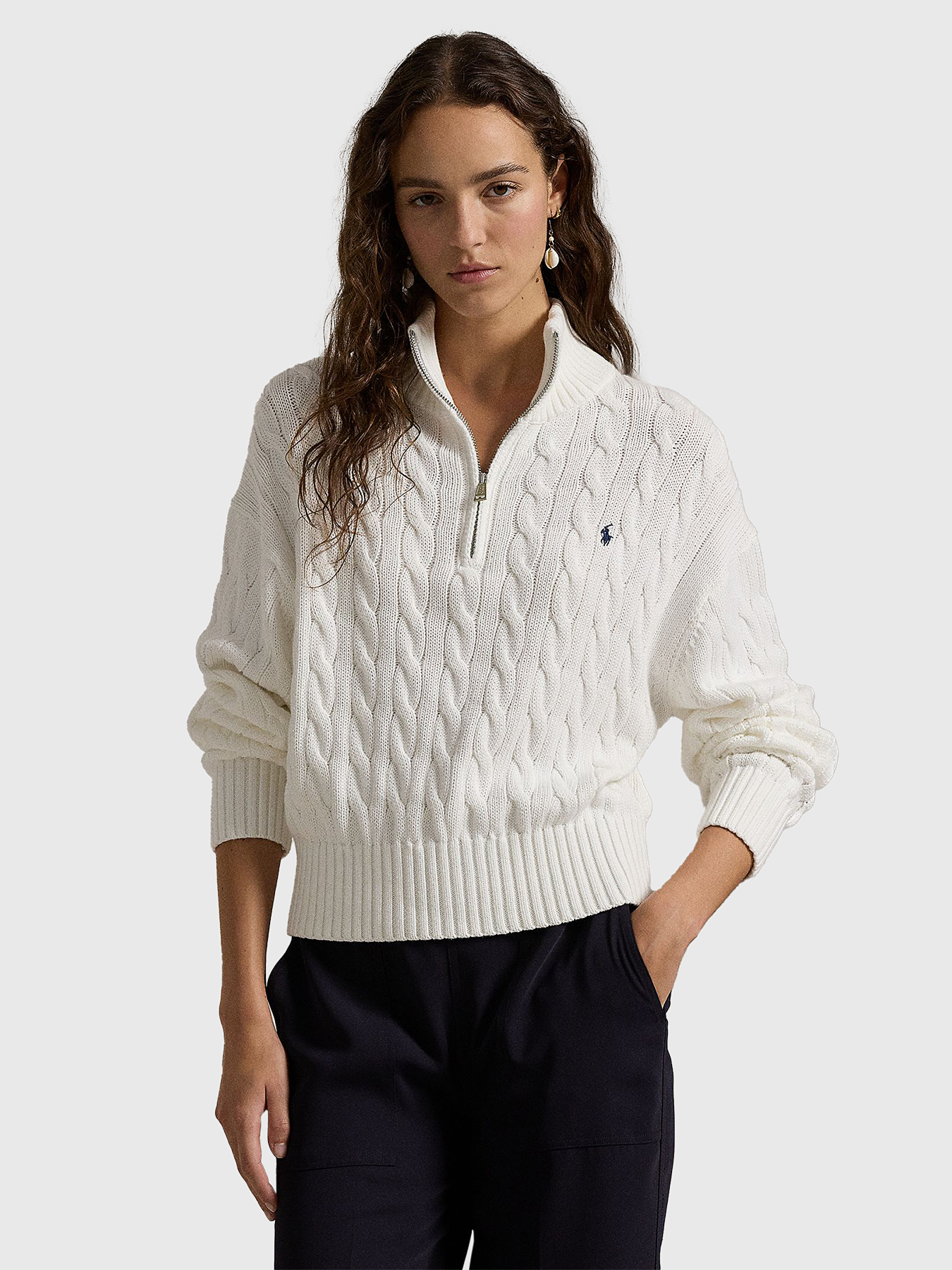 Polo Ralph Lauren 211959121001WHITE 関税送料込 POLO RALPH LAUREN - Women's logo jacket in cotton canvas