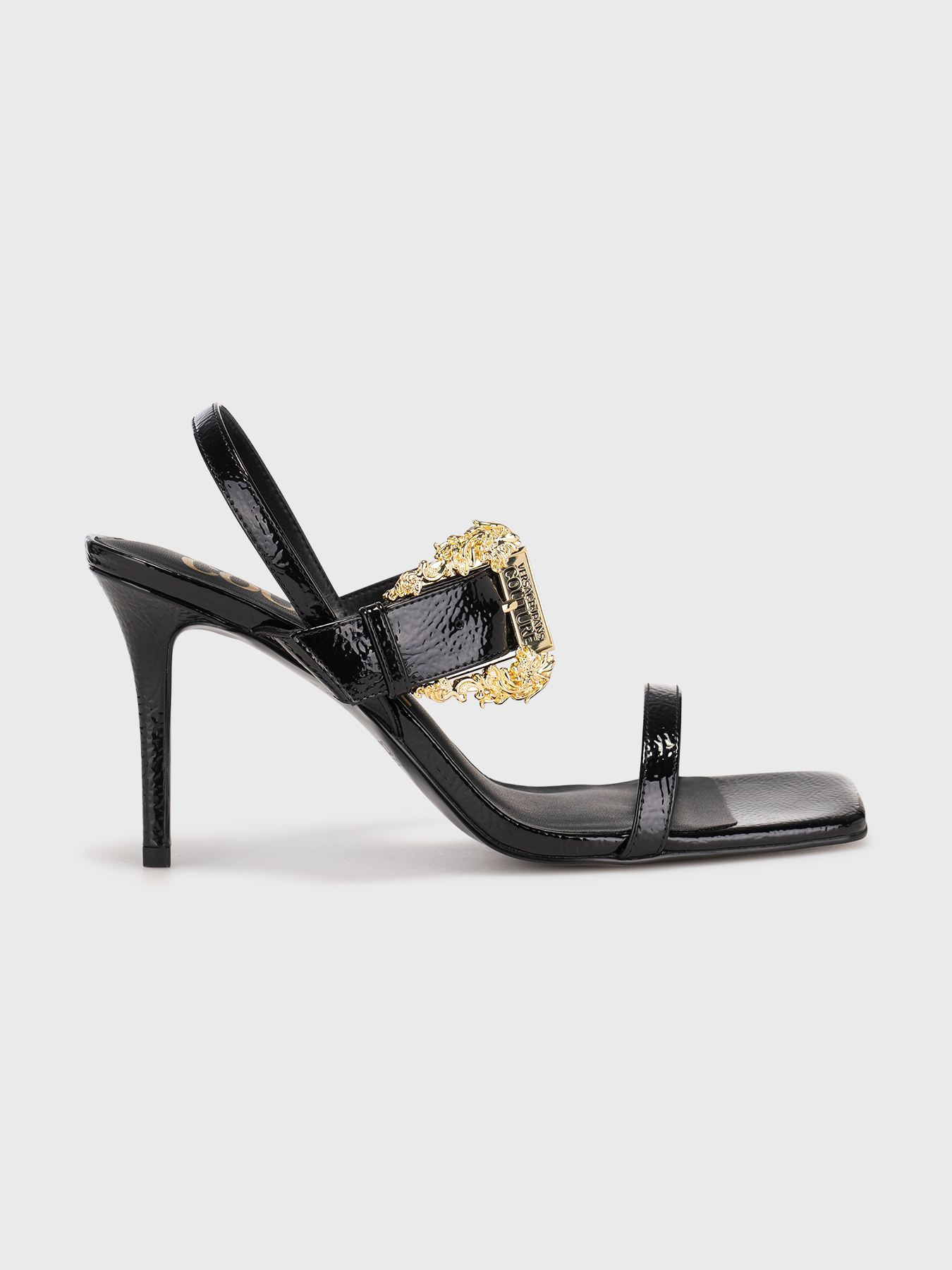 EMILY black heeled sandals brand VERSACE JEANS COUTURE