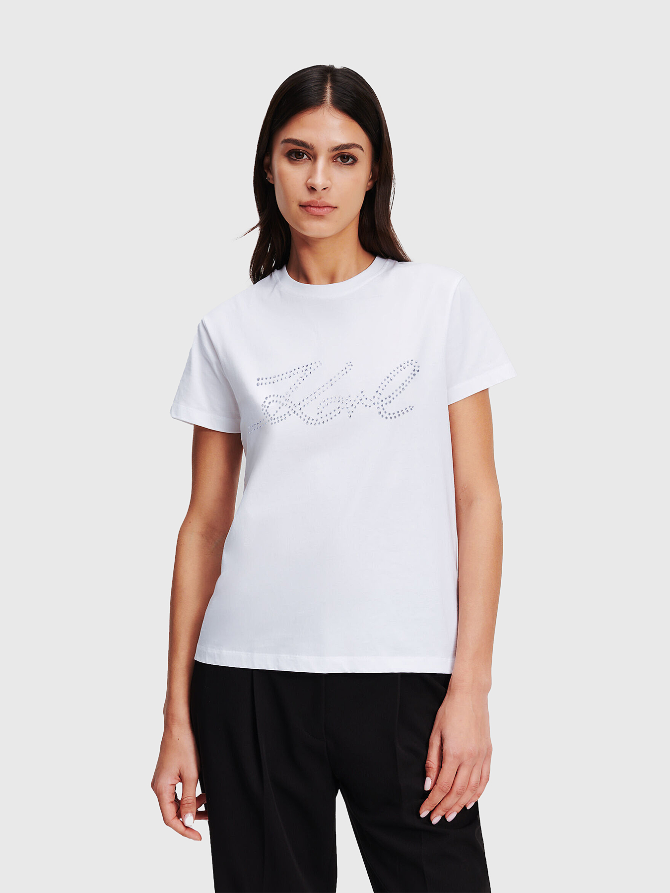 Black T-shirt with rhinestones brand Karl Lagerfeld