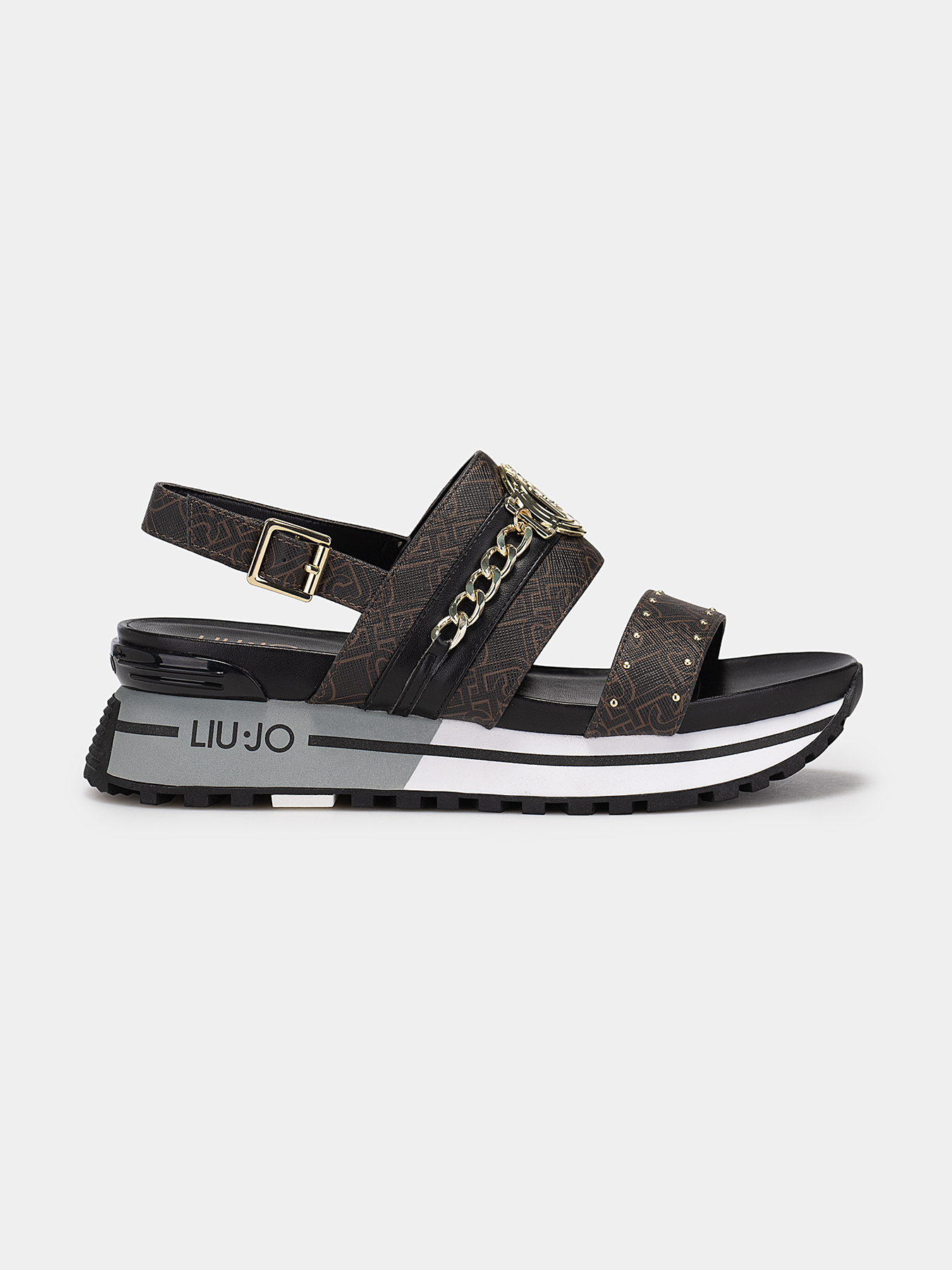MAXI WONDER sandals with golden logo accent brand LIU JO