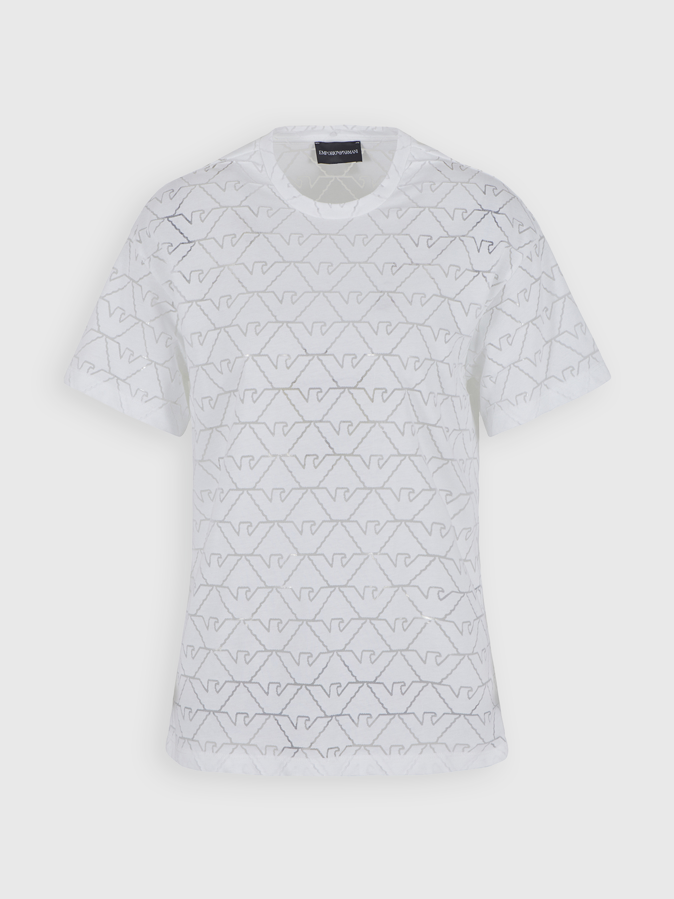 Jersey T-shirt with jacquard logo | Emporio Armani