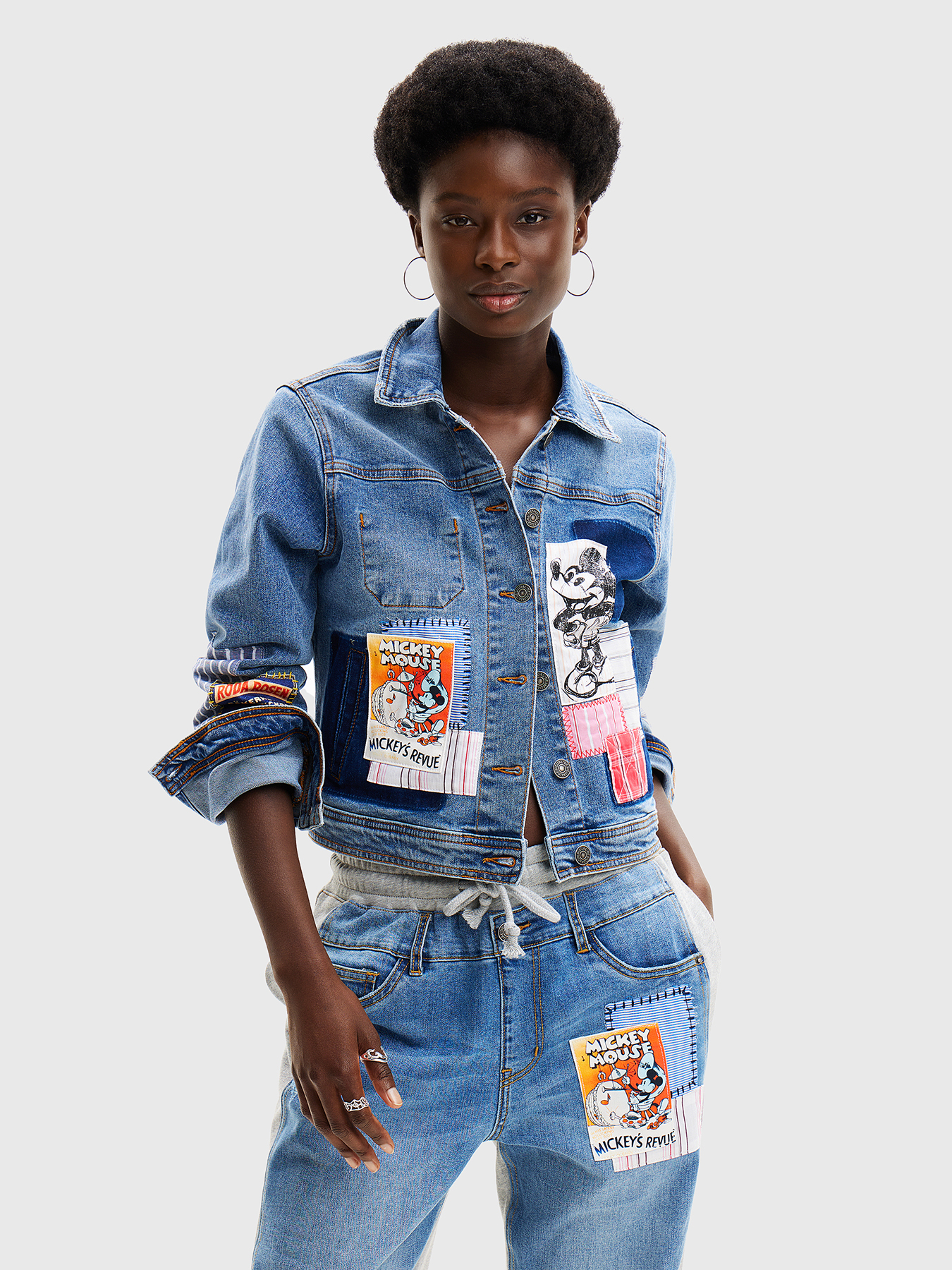 Denim jacket with accent patches brand DESIGUAL