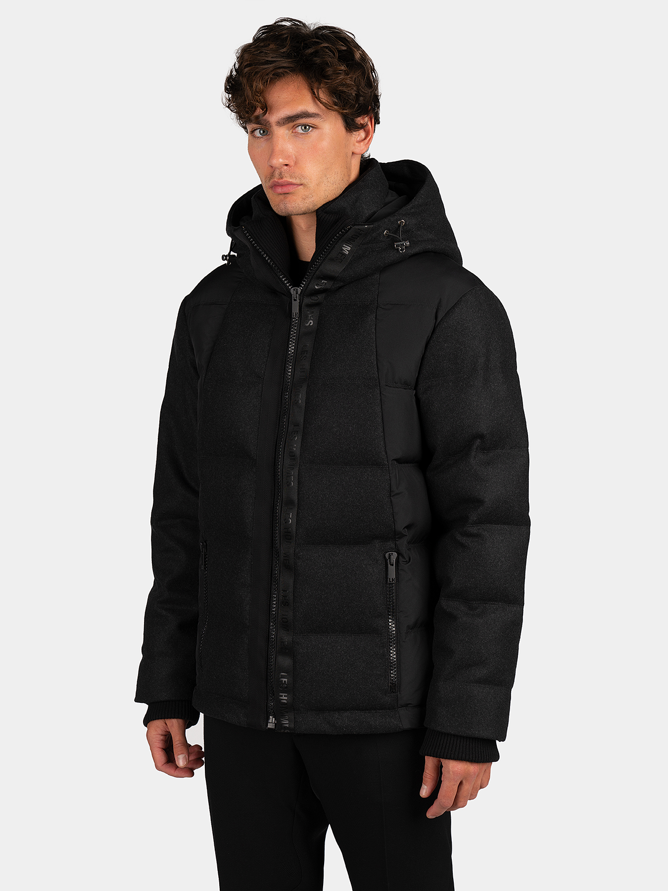 Padded jacket with hood brand LES HOMMES — Globalbrandsstore.com/en