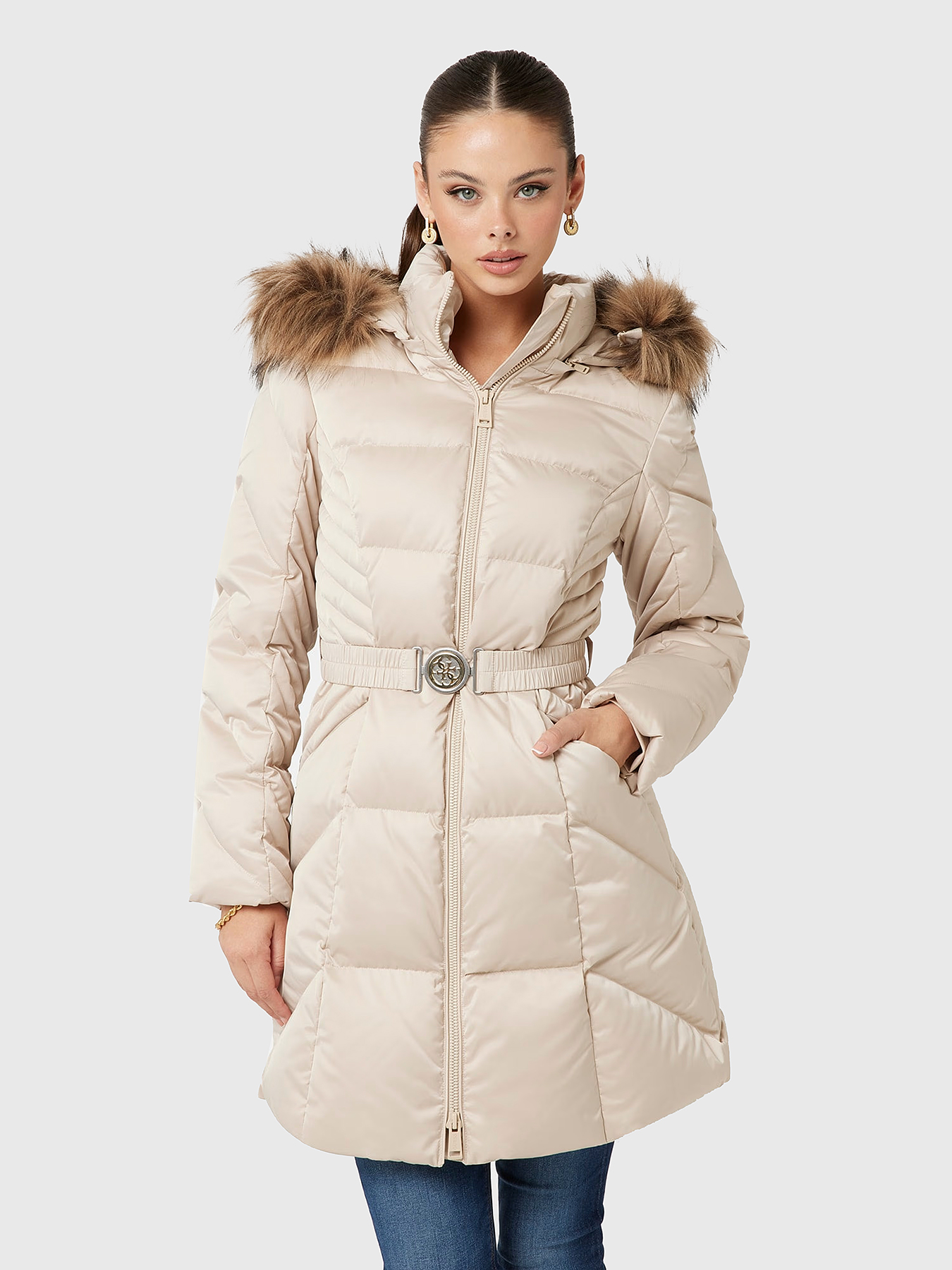 NEW OLGA padded jacket with belt brand GUESS — Globalbrandsstore