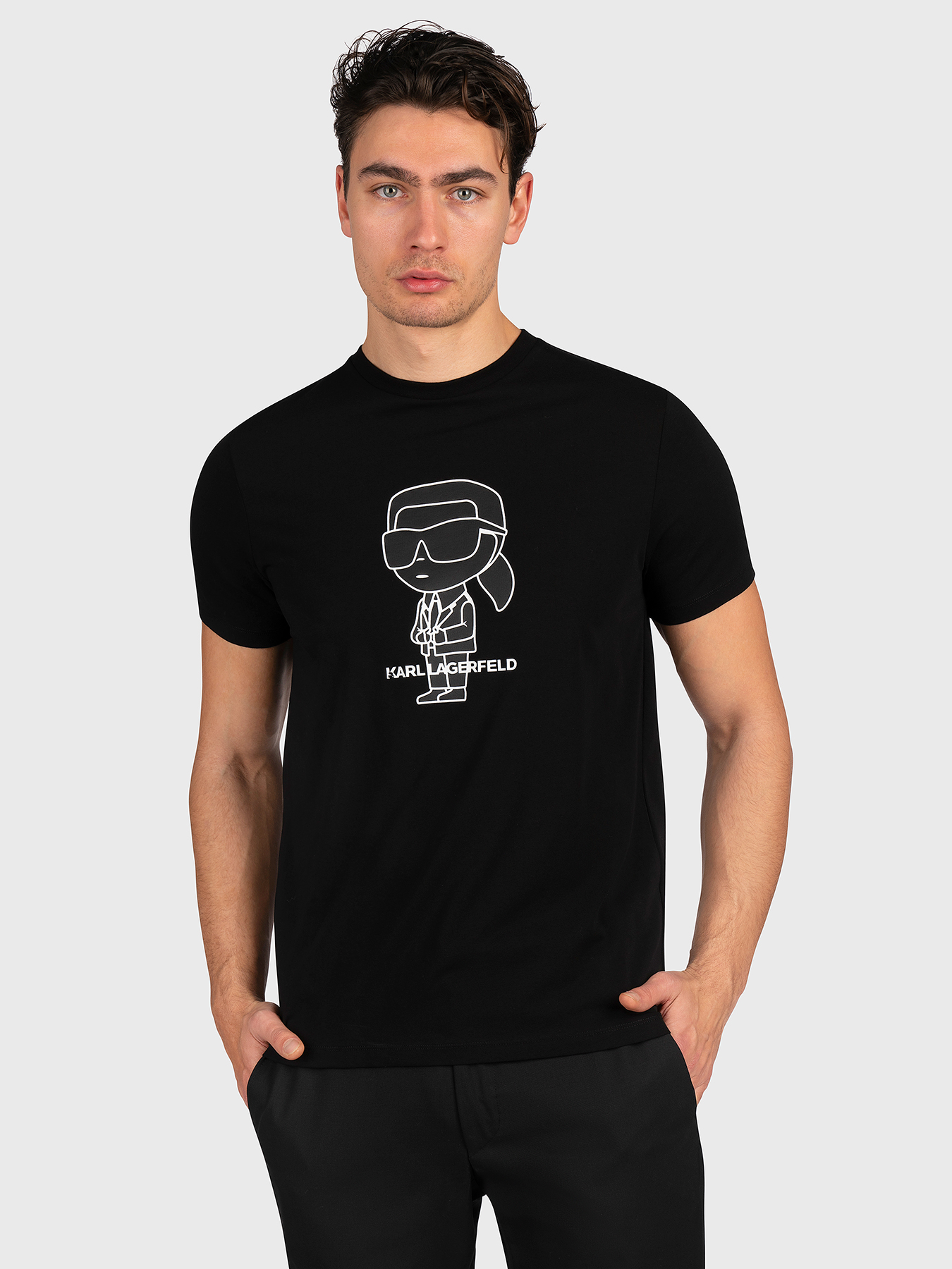 Black T-shirt with contrasting print brand Karl Lagerfeld