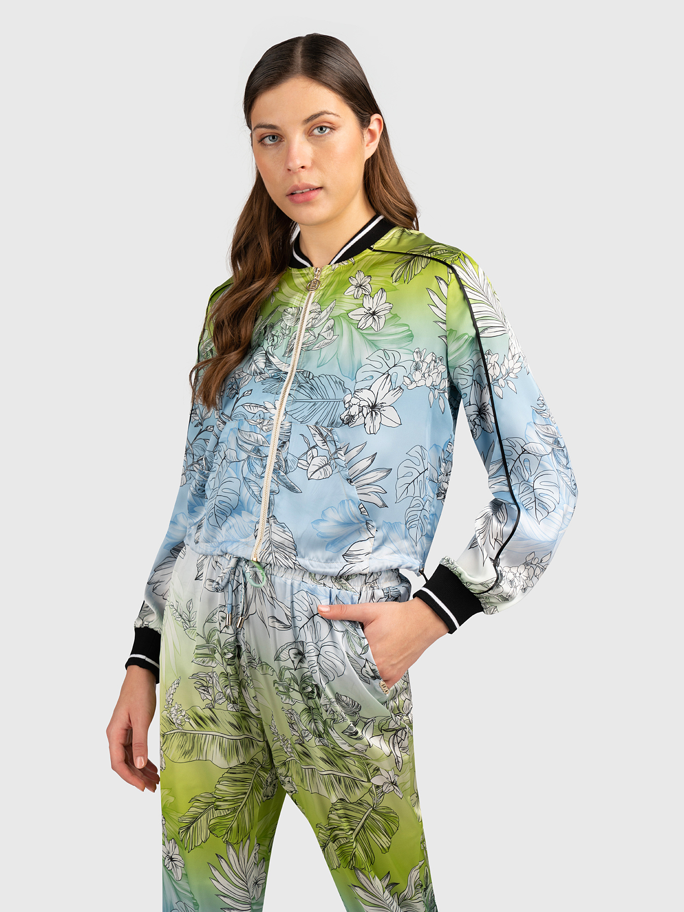Bomber jacket with floral print brand LIU JO