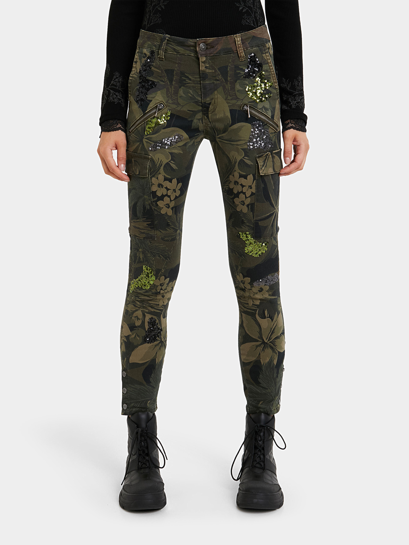 Cargo pants with floral print brand DESIGUAL — Globalbrandsstore
