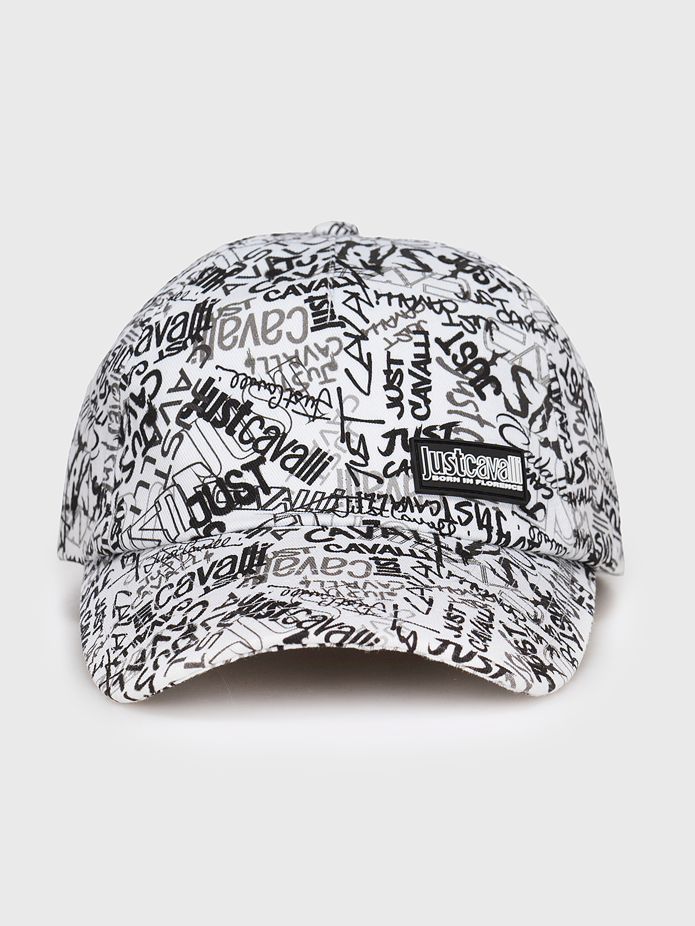 Black hat with art logo print brand Just Cavalli