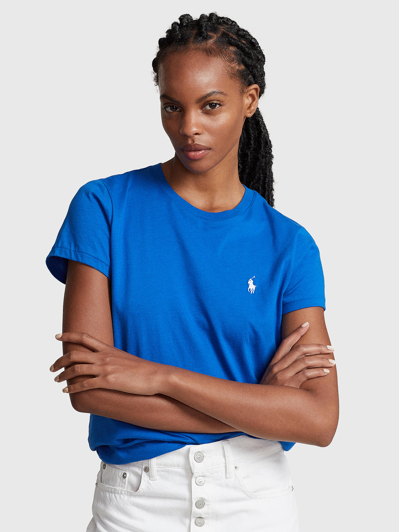 Tシャツ・カットソー POLO RALPH LAUREN Woman Polo Shirt Blue 1 211939272 005 women's light blue half sleeve polo shirt Ralph Lauren
