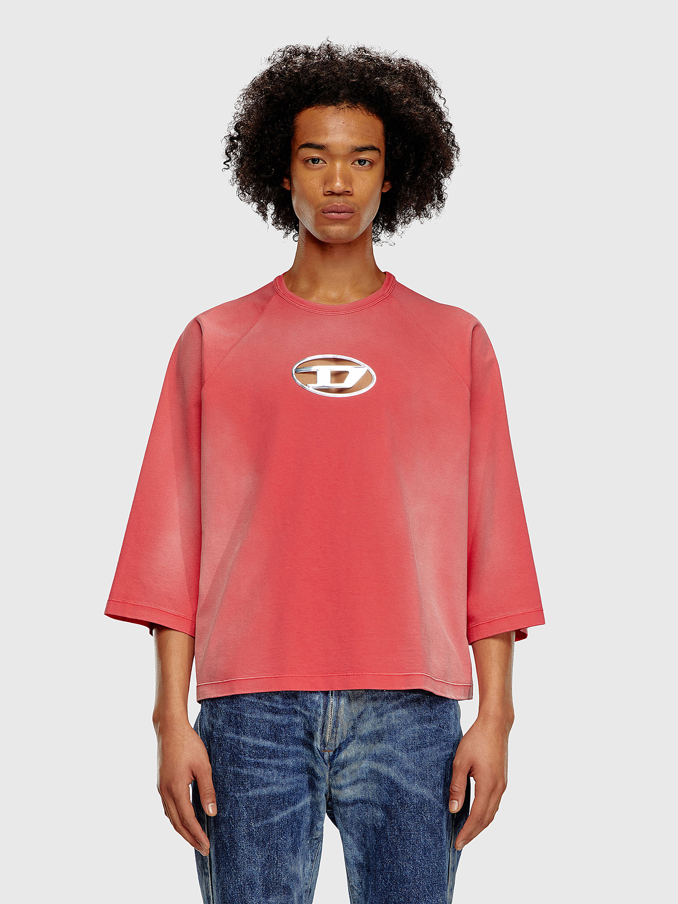 T-CROXT black T-shirt with logo accent brand DIESEL 