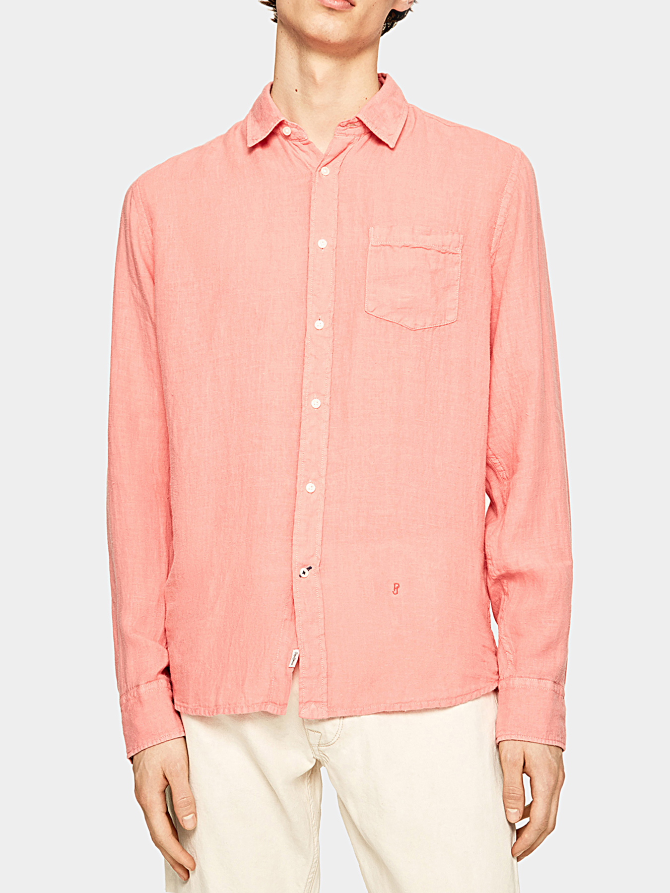 ADDISON linen shirt in coral color brand Pepe Jeans —  Globalbrandsstore.com/en