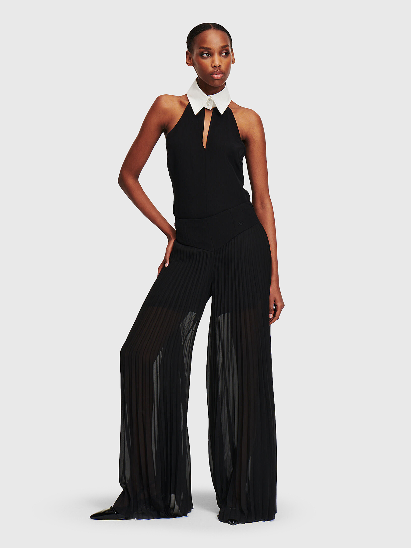 Pleated trousers with sheer effect brand Karl Lagerfeld