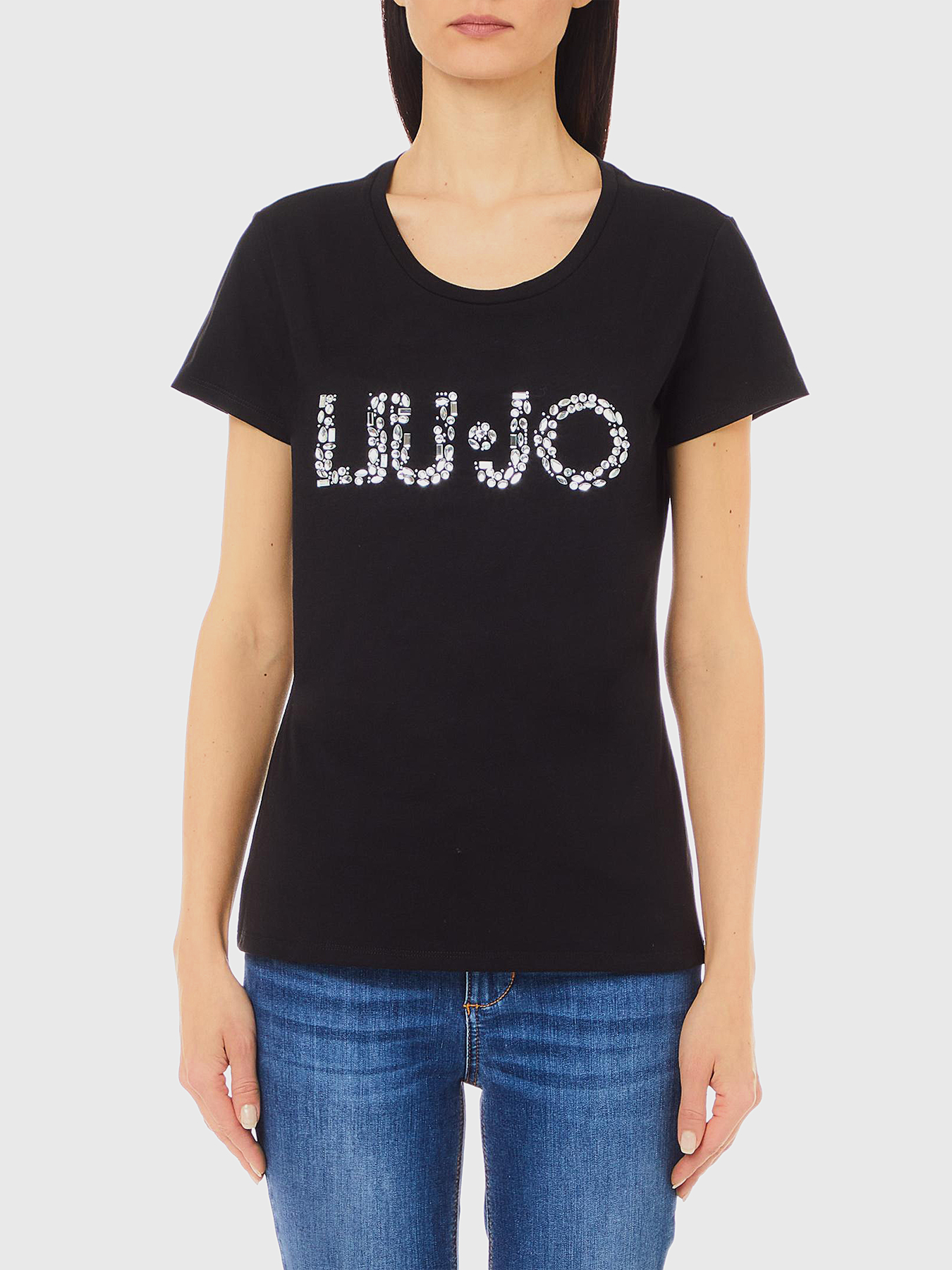 Black glitter logo t-shirt brand LIU JO — Globalbrandsstore.com/en