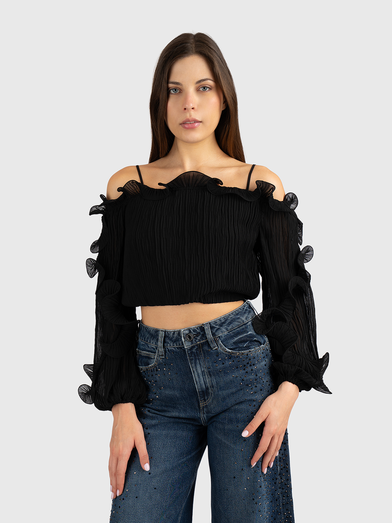 GABRIELLA pleated blouse in beige brand GUESS — Globalbrandsstore