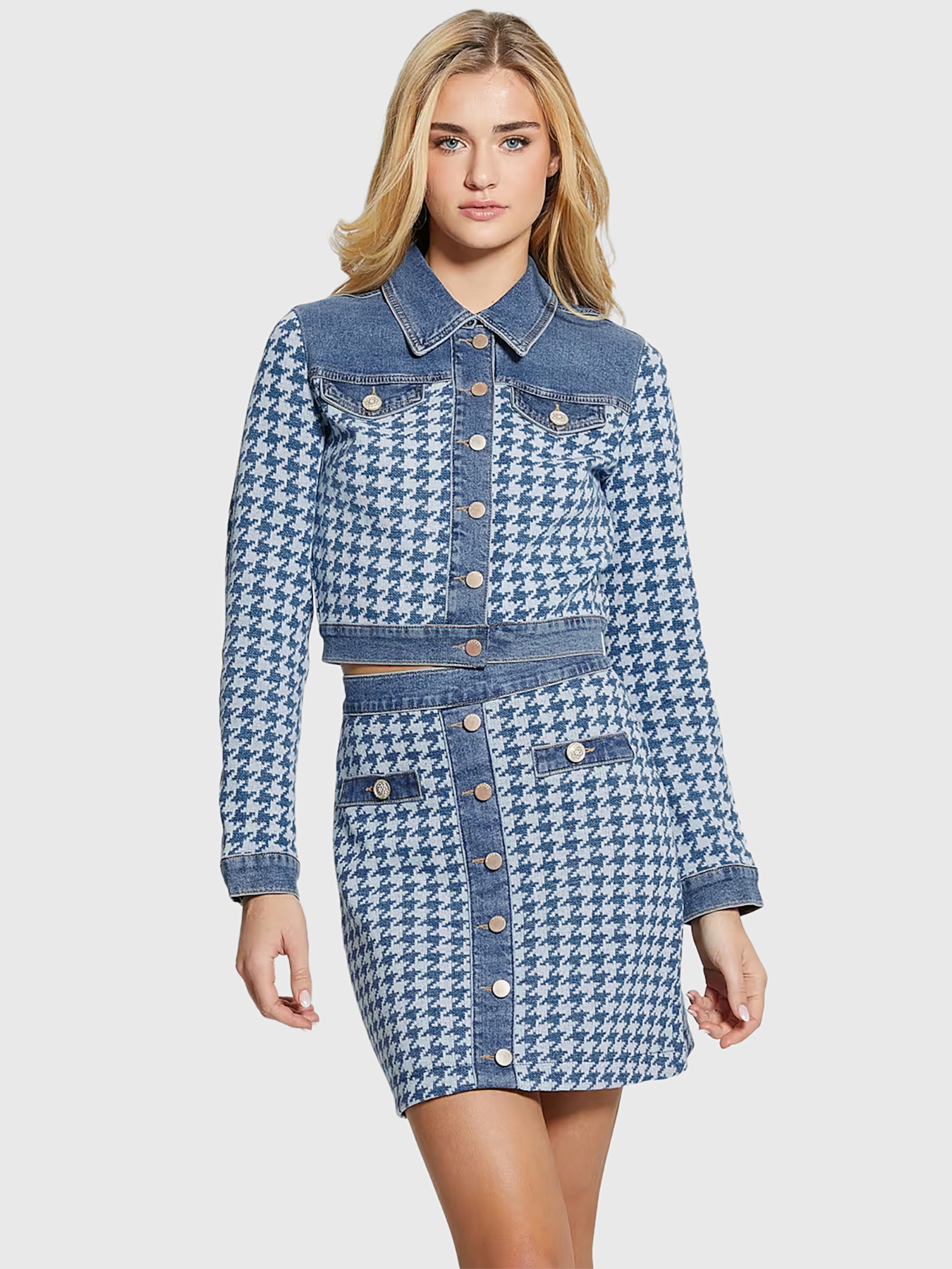 Cropped tweed jacket brand GUESS — Globalbrandsstore.com/en