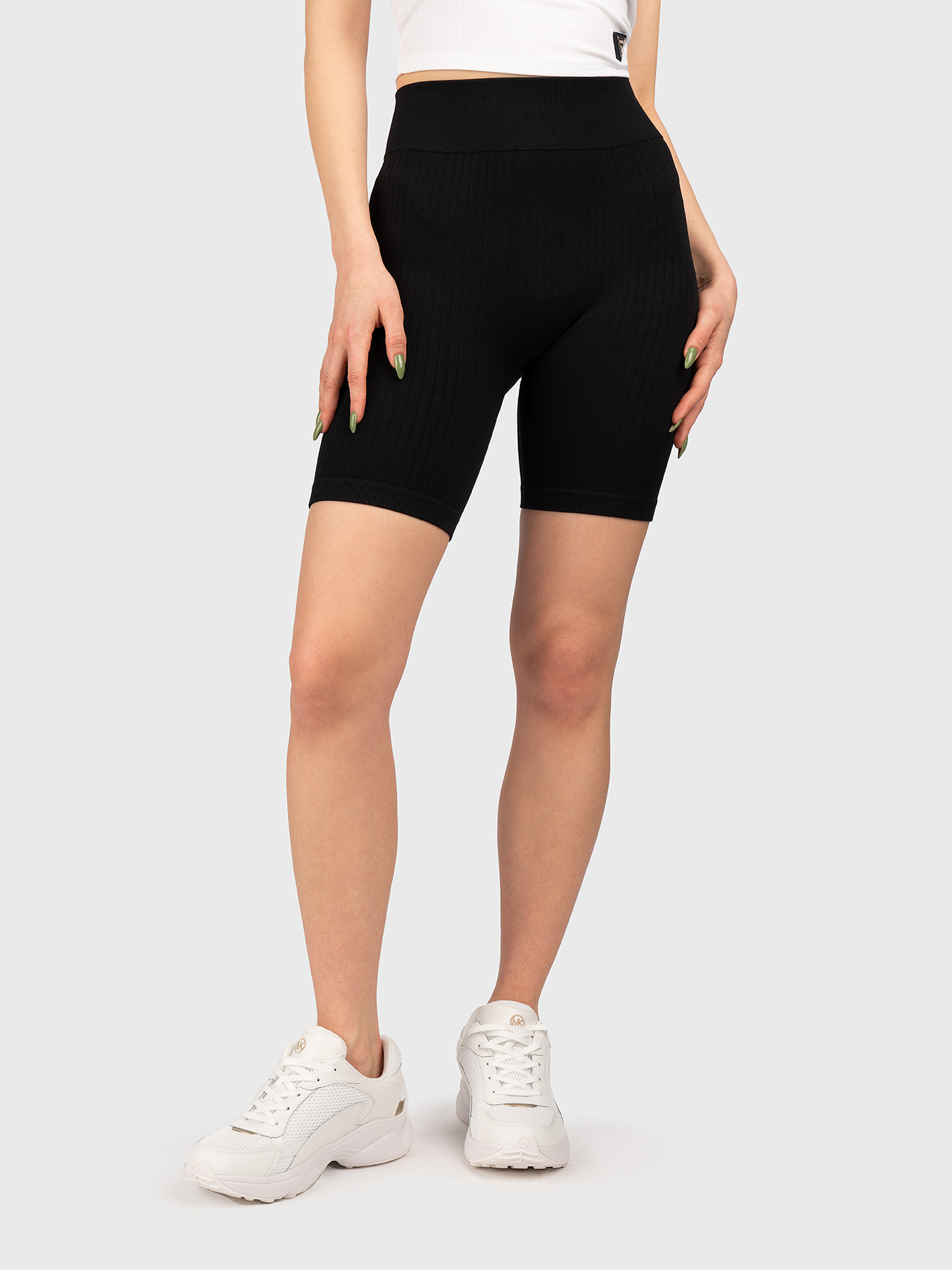 Ribed cycling shorts in black brand GUESS
