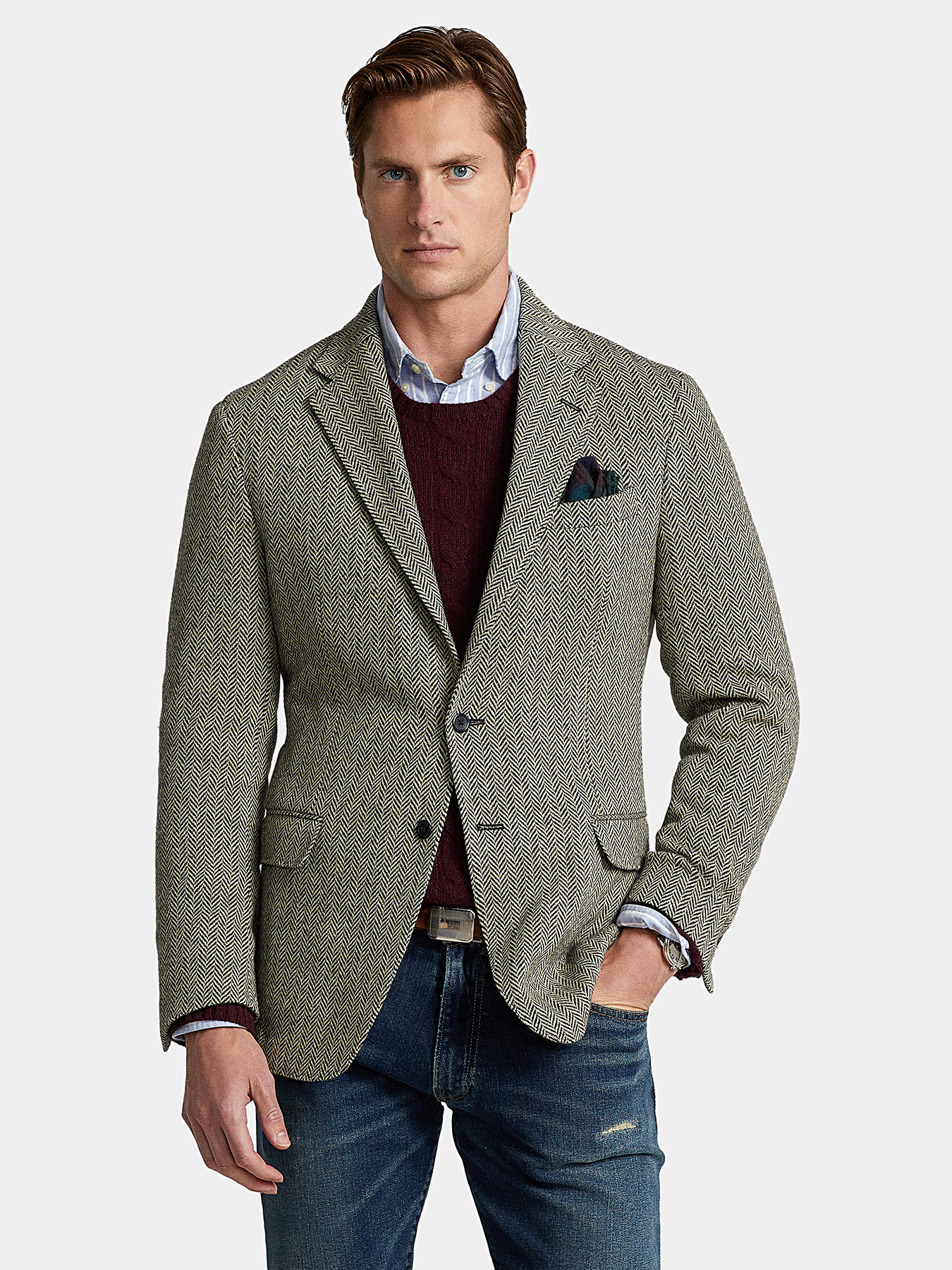 Wool blend jacket in tweed pattern brand POLO RALPH LAUREN