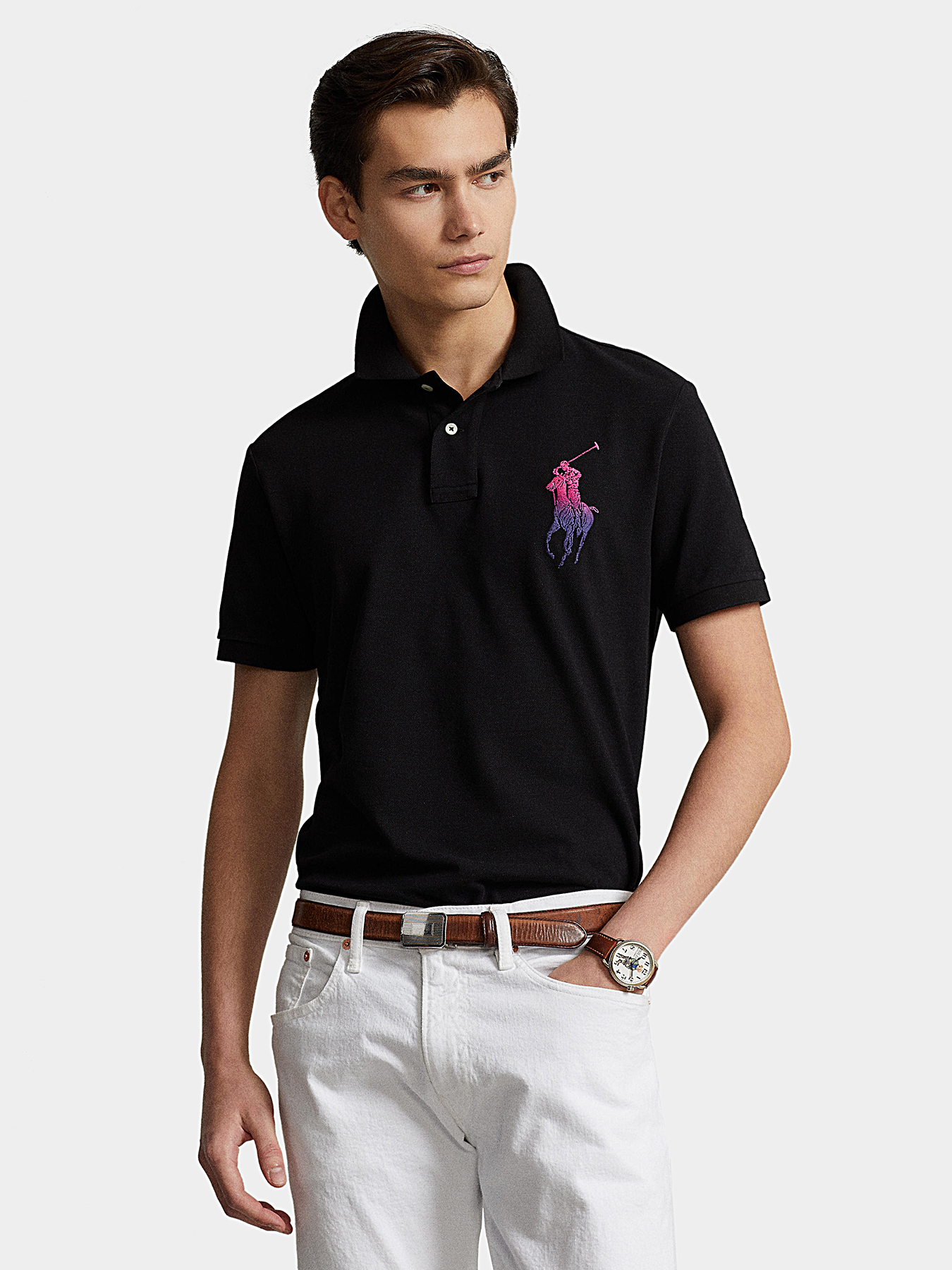Polo-shirt with contrasting logo embroidery brand POLO RALPH